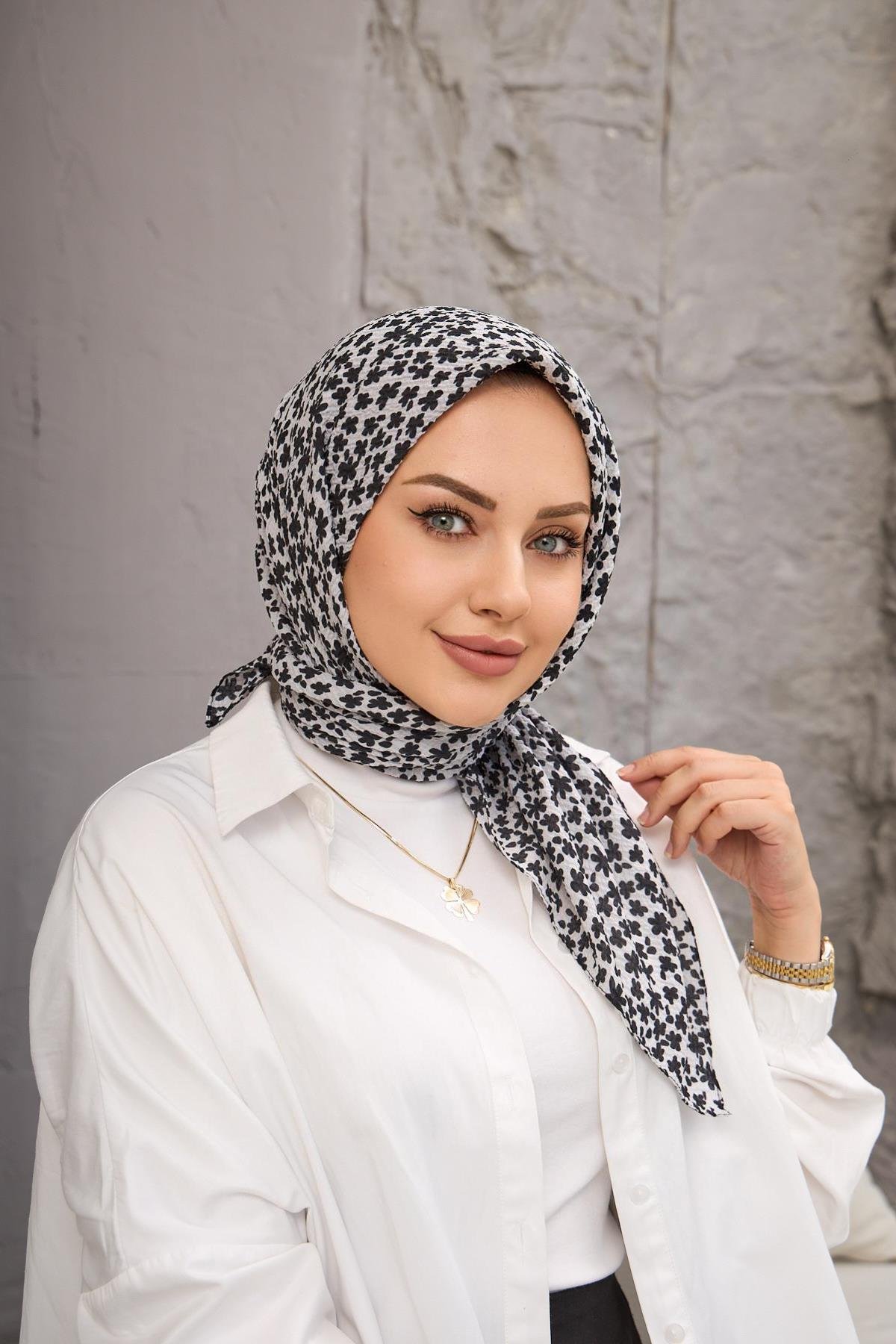 Siyah Yonca Naturel Eşarp