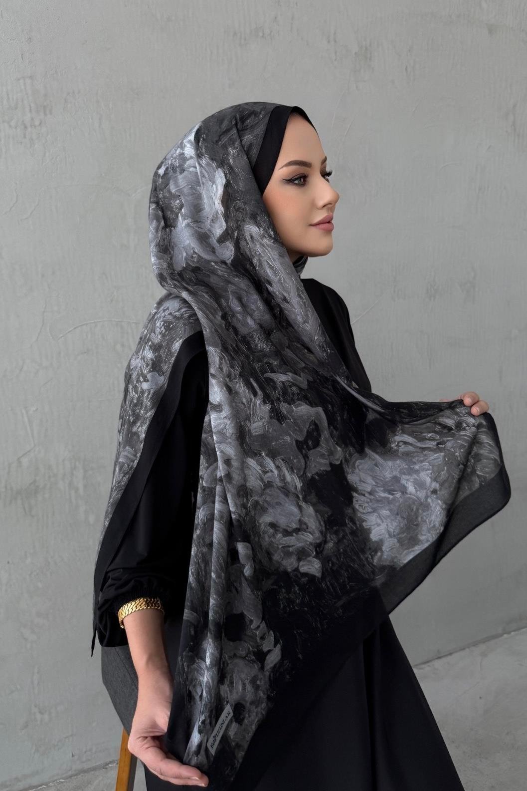 Siyah&Gri Tual Koza %100 Pamuk Şal