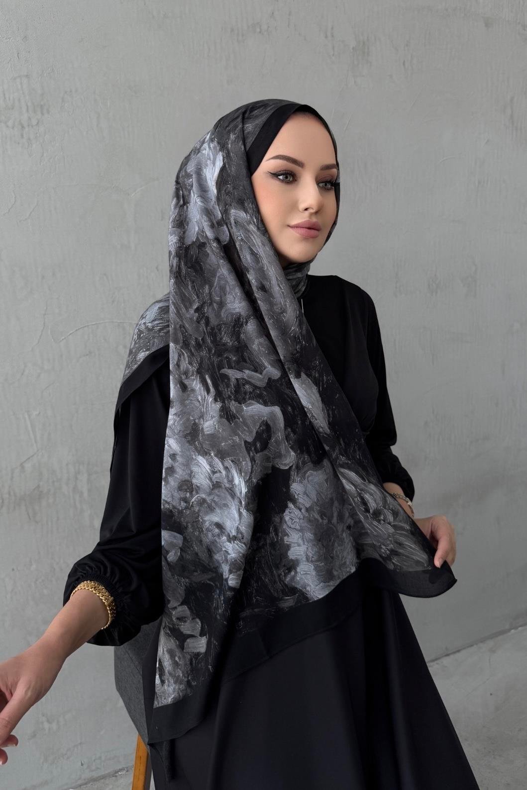 Siyah&Gri Tual Koza %100 Pamuk Şal