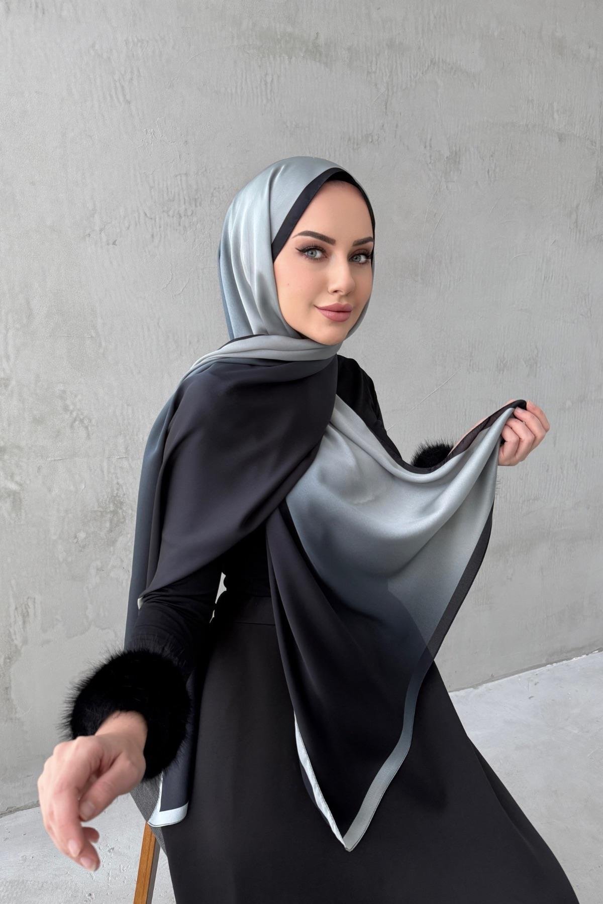 Siyah&Taş Degrade Şal 
