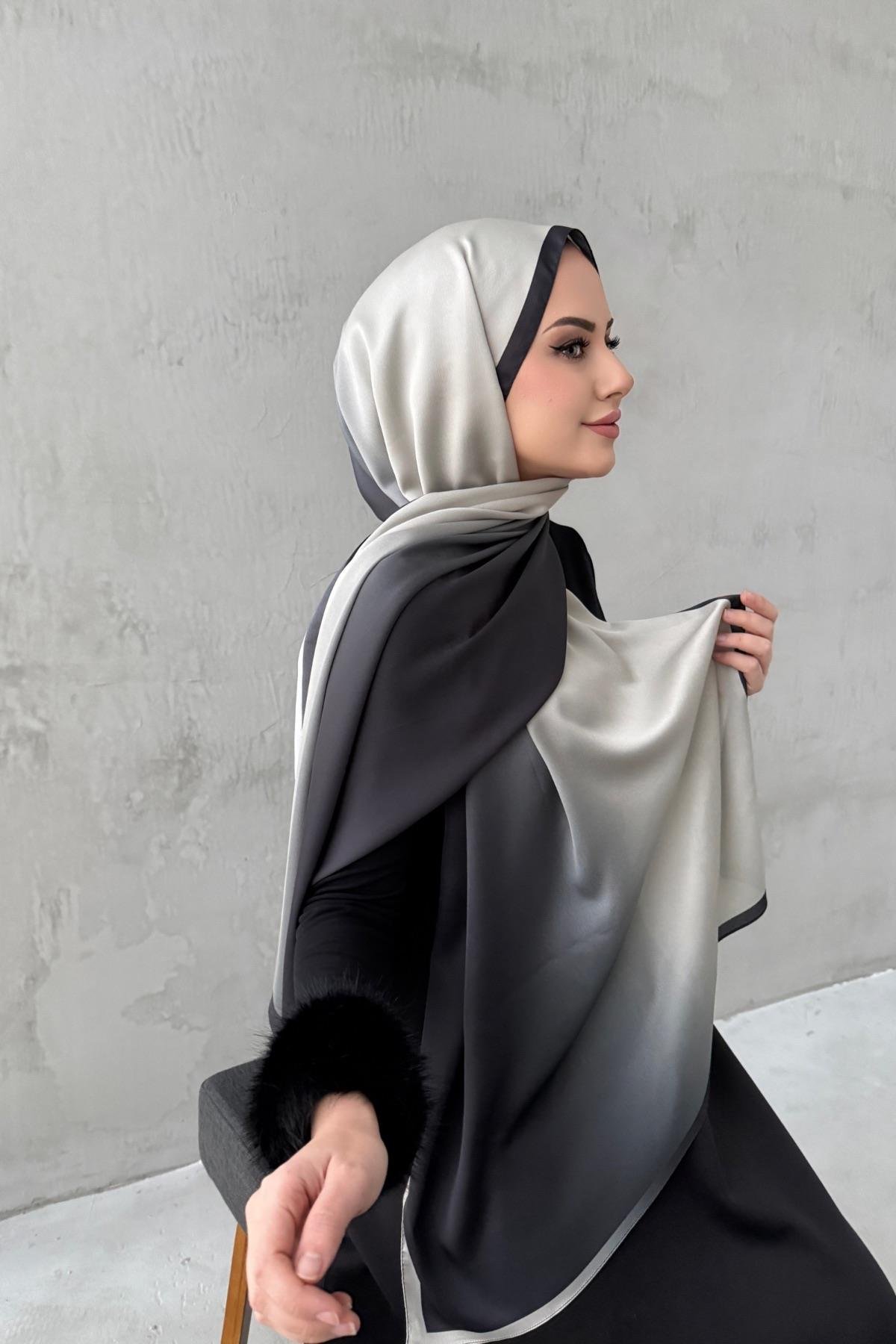 Siyah&Vizon Degrade Şal 