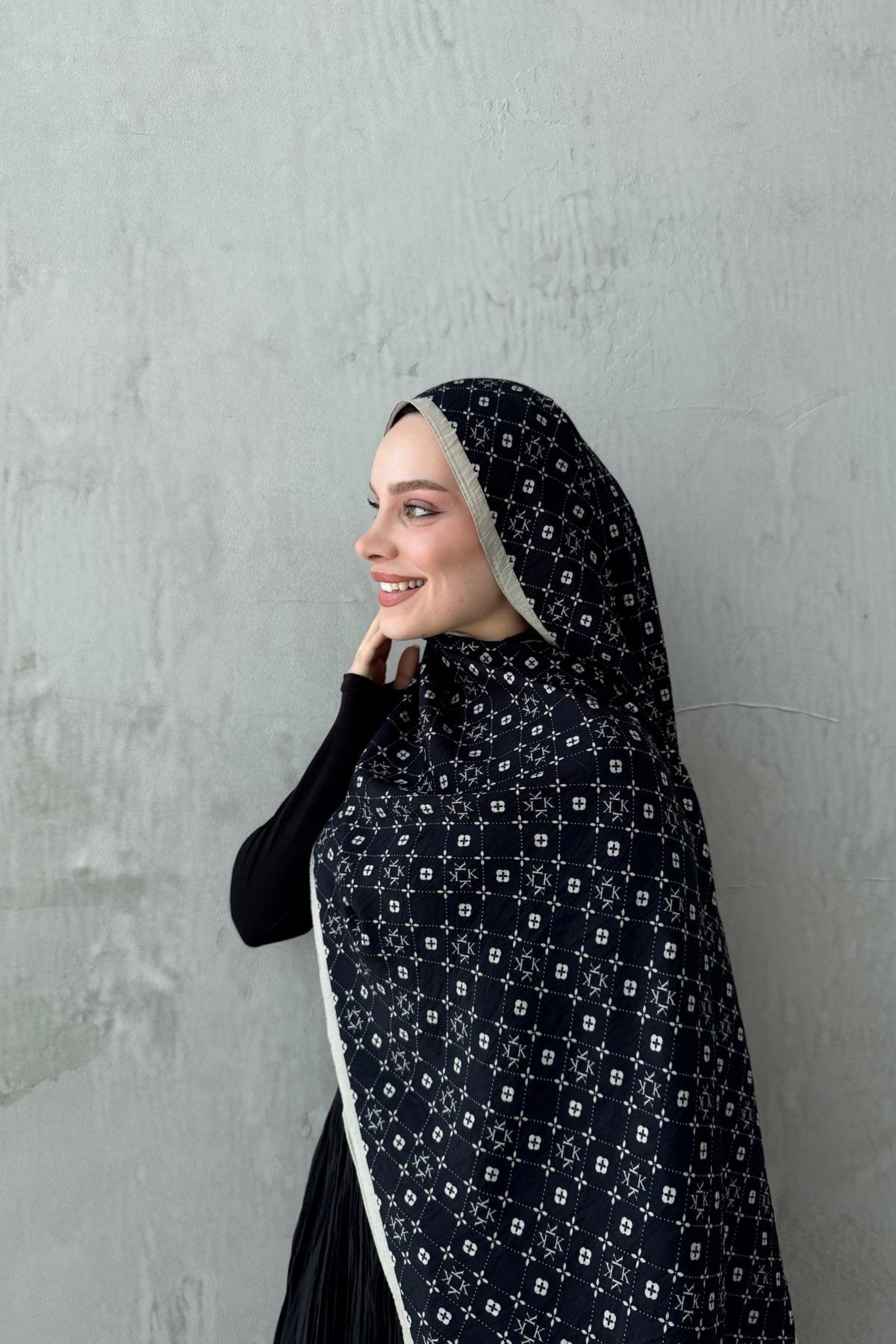 Siyah&Vizon Gua Modal İpek Şal