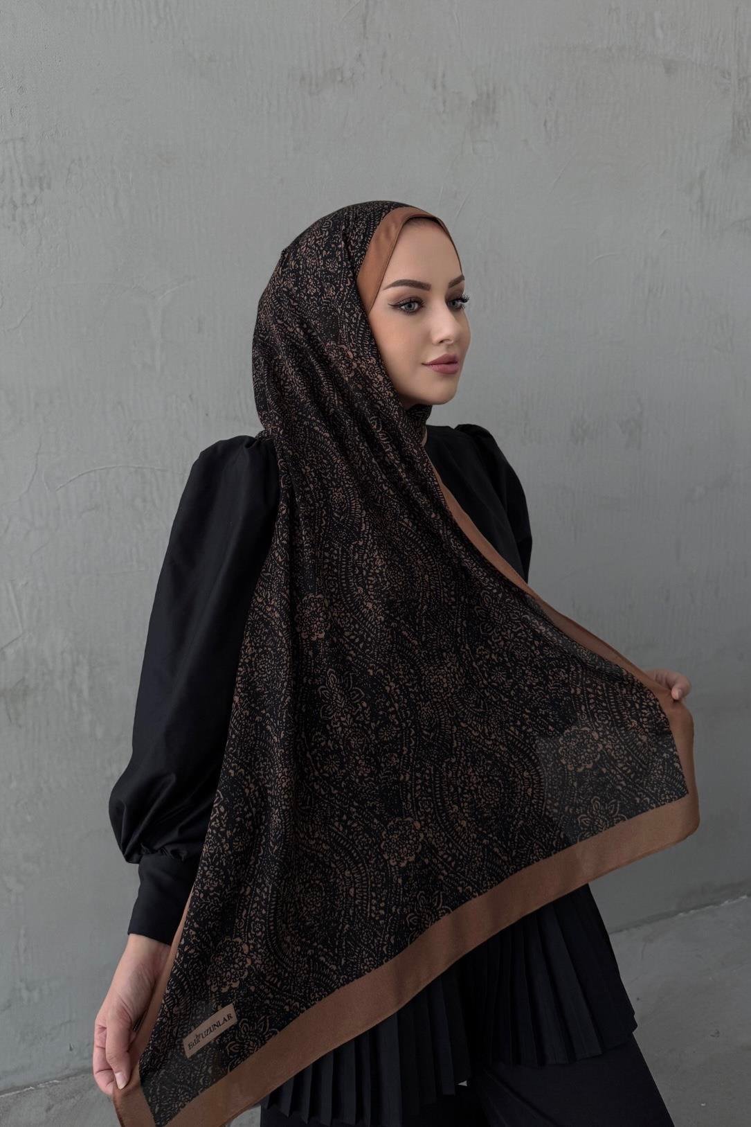 Taba&Siyah Leena Koza %100 Pamuk Şal