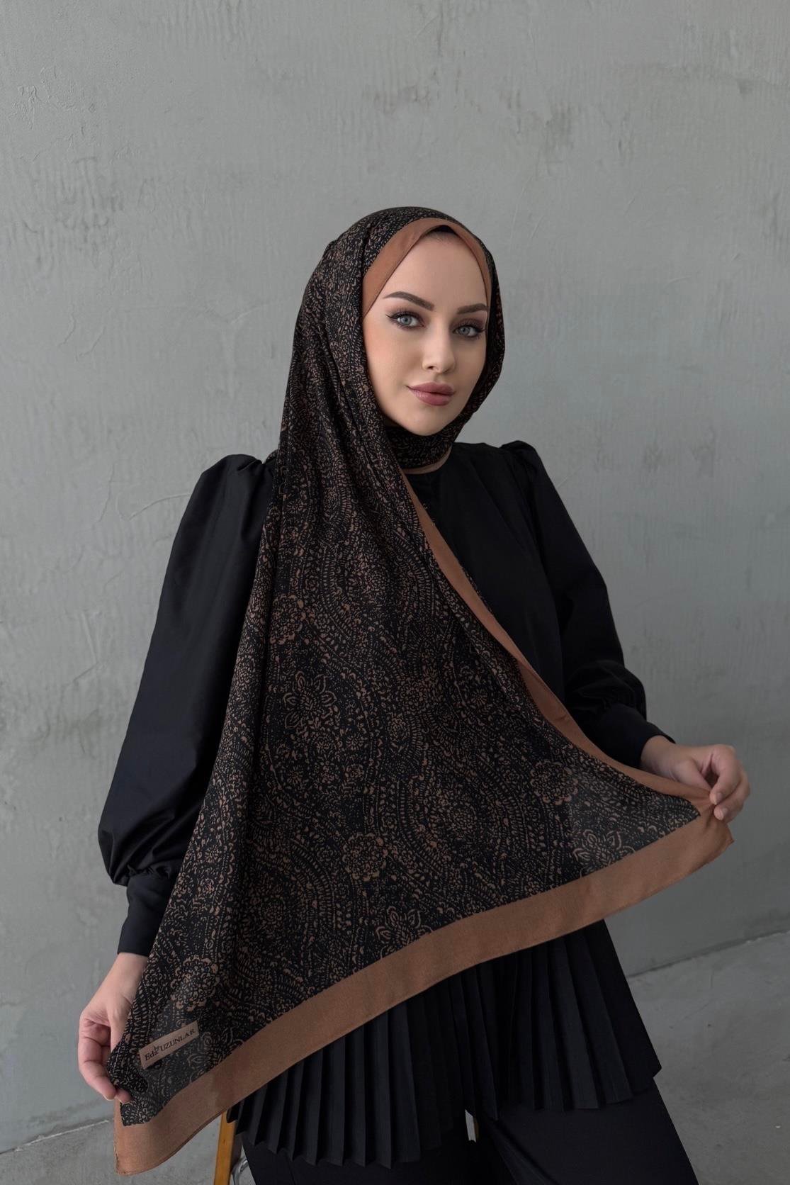 Taba&Siyah Leena Koza %100 Pamuk Şal