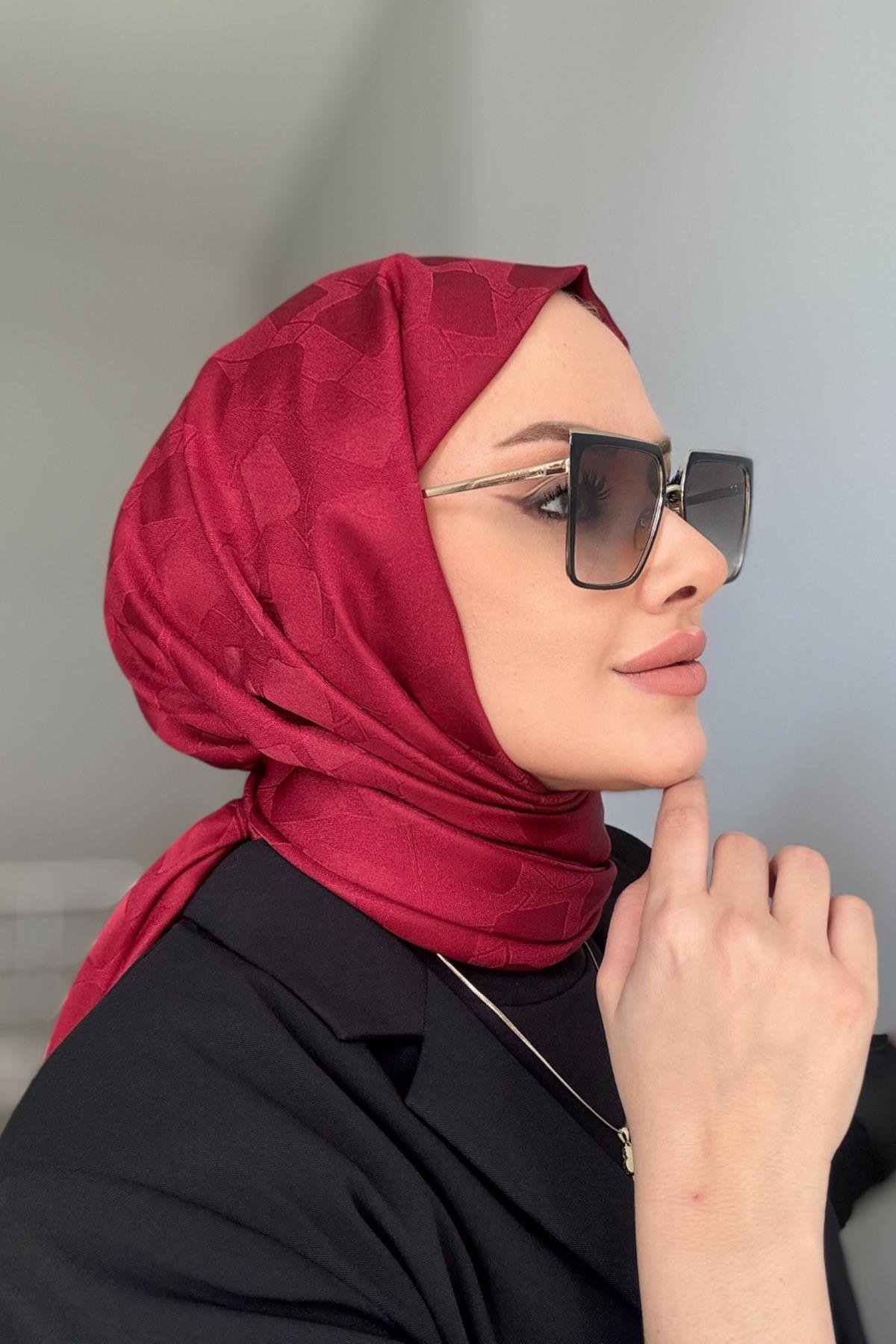 Taş Desen İpeksi Jakar Bordo