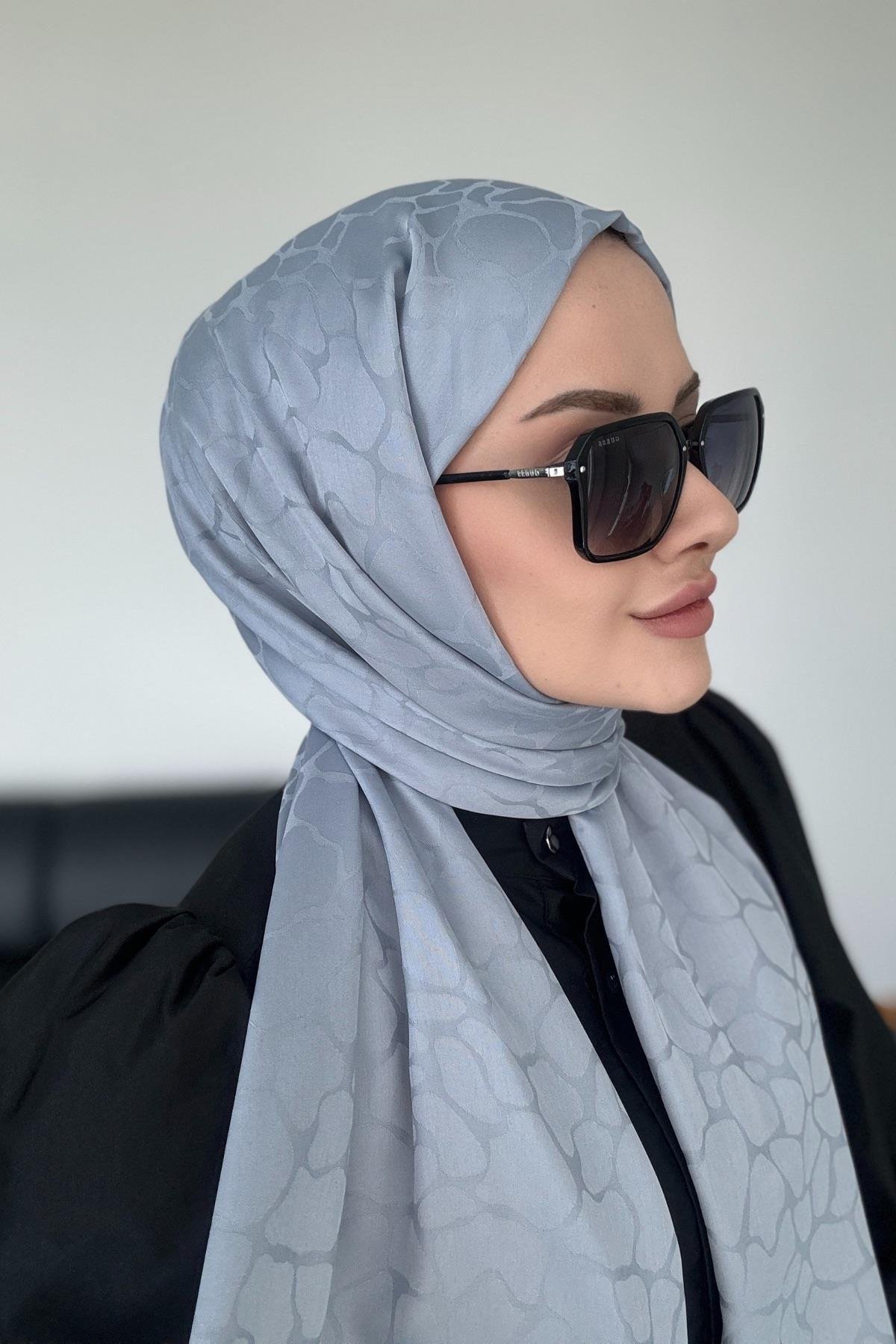 Taş Desen İpeksi Jakar Gümüş Gri