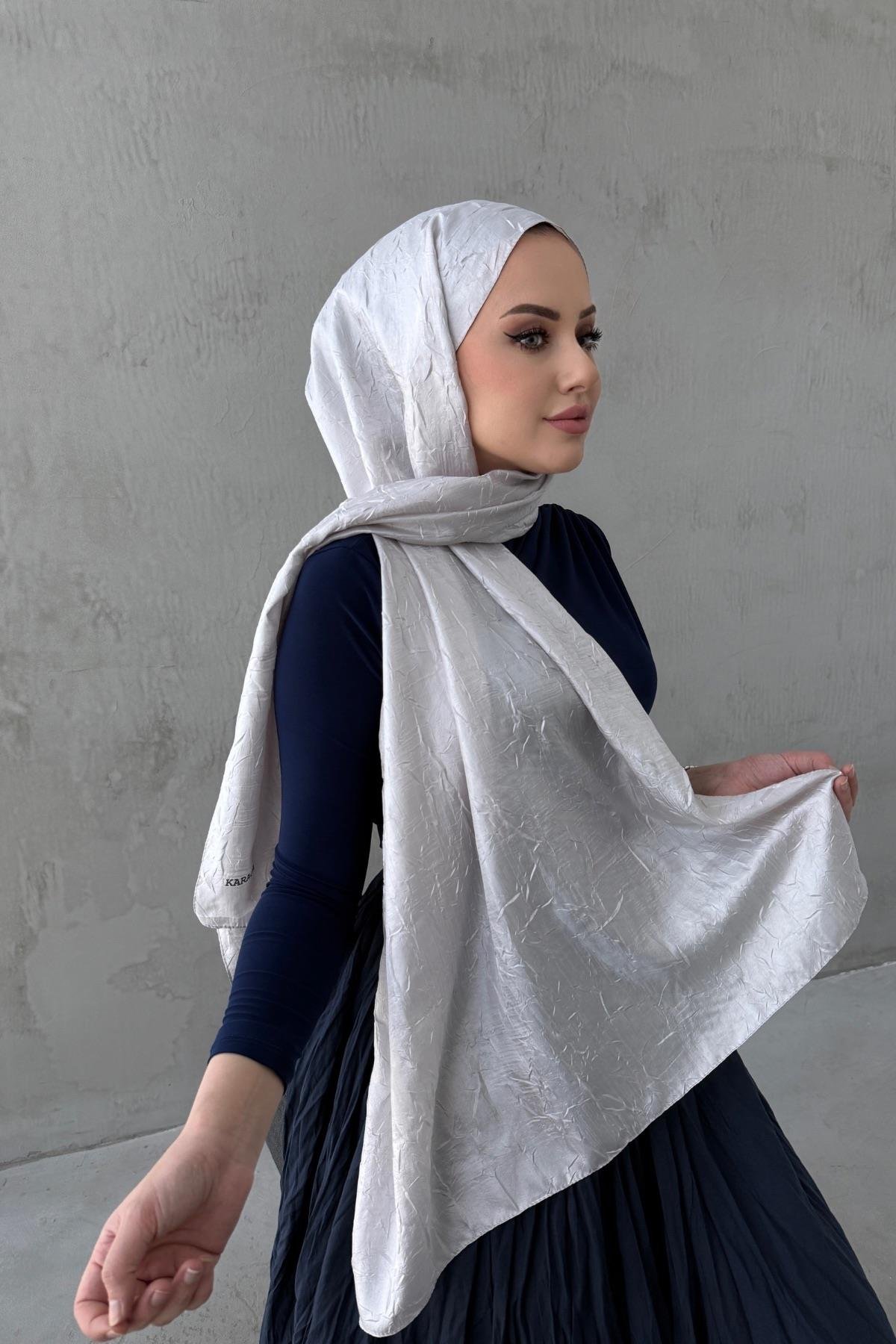 Taş Rengi Vual İpek Crash Şal