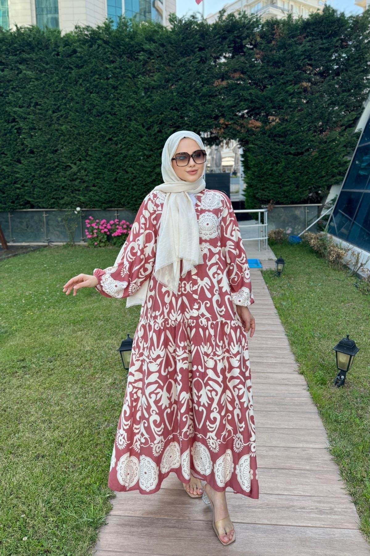 Viskon Elbise Açelya Masal Pembe