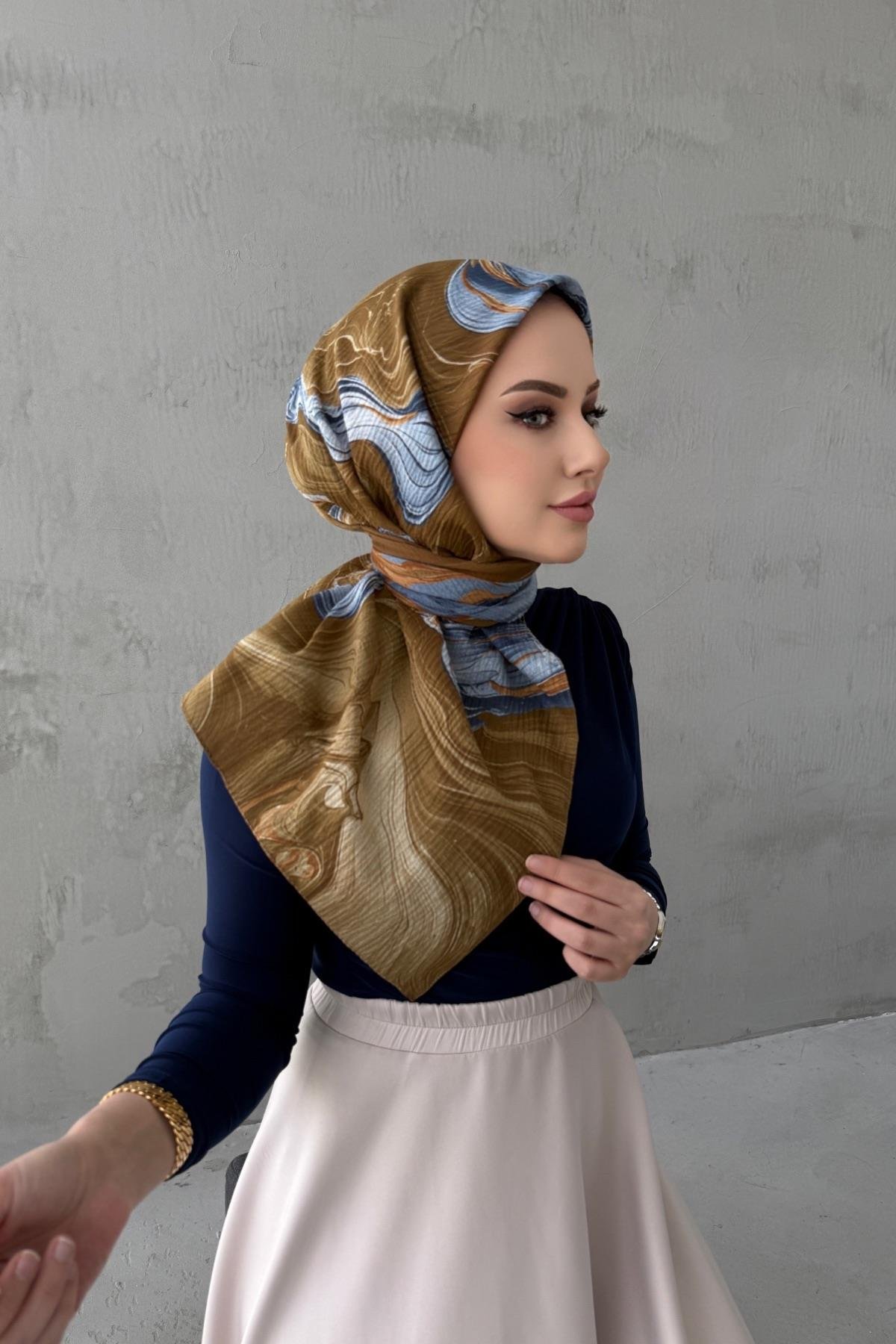 Yağ Yeşili Masal Naturel Eşarp 