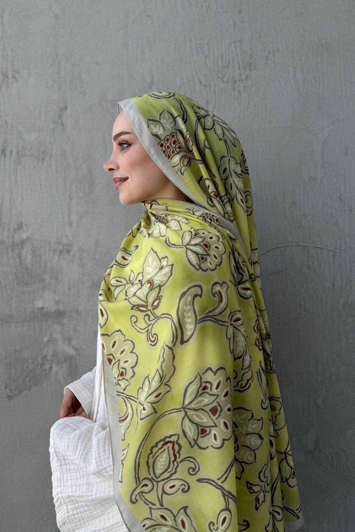 Yeşil Gardenia Modal İpek Şal