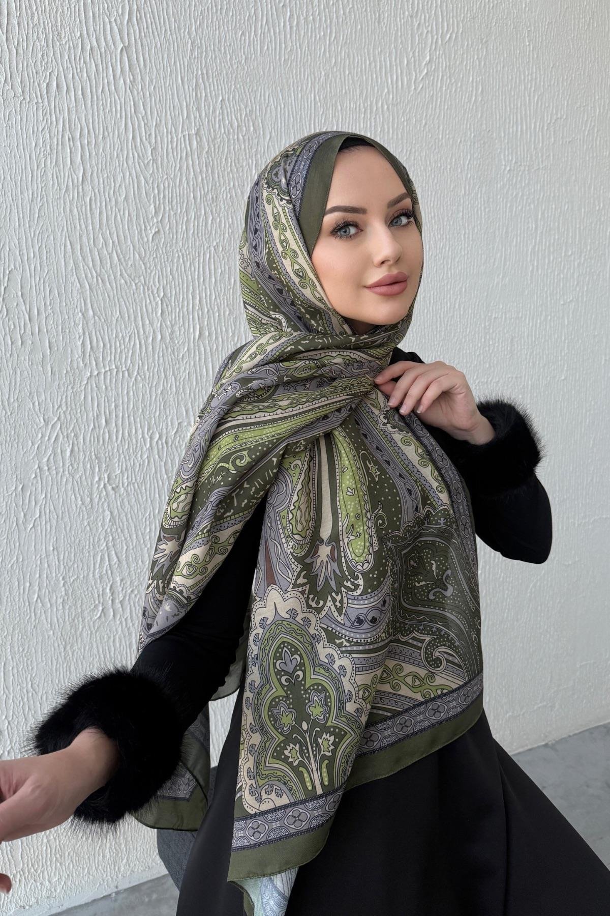 Yeşil & Gri Etro Soft Şal