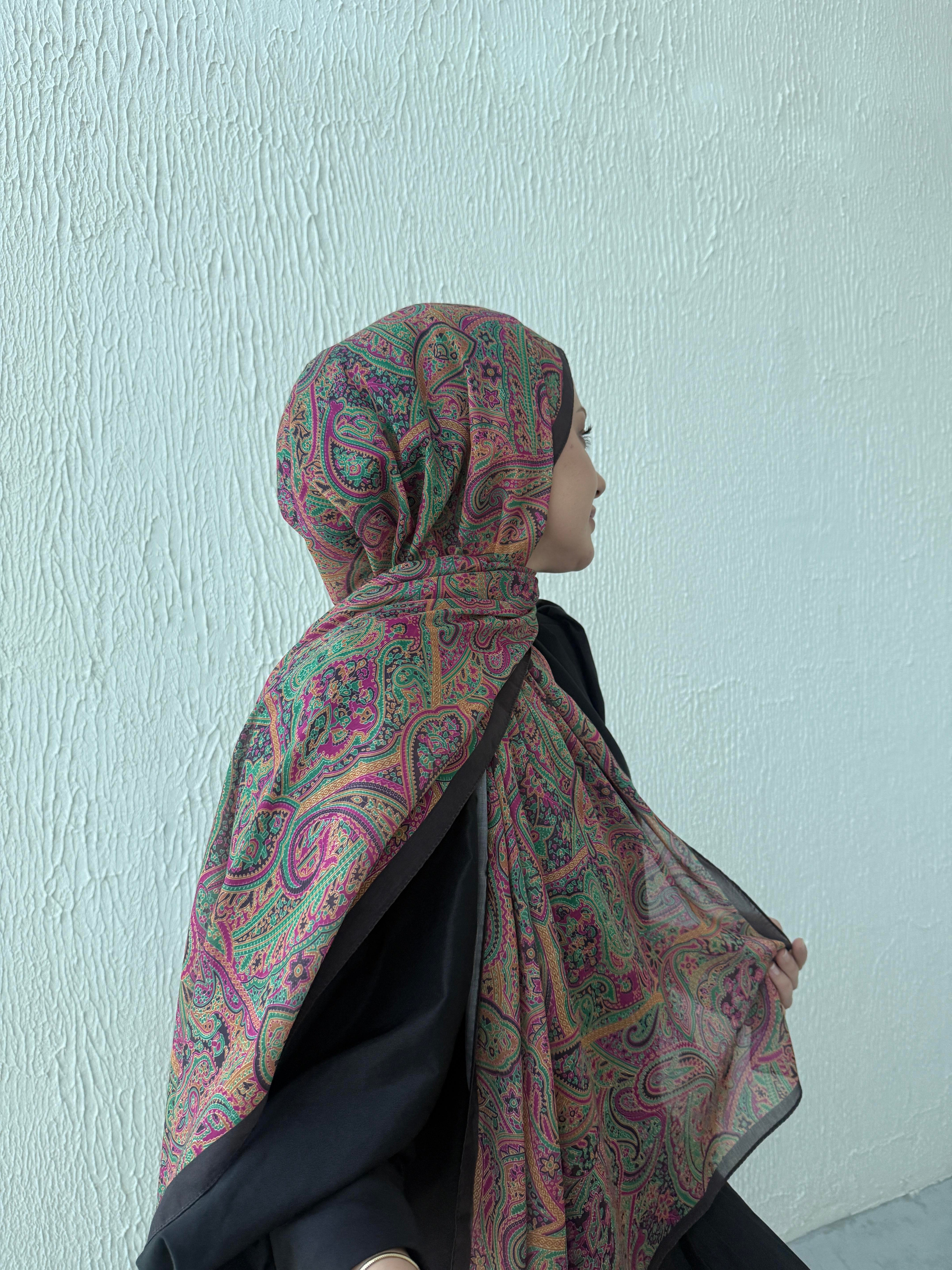 Yeşil Harmoni Modal İpek Şal  