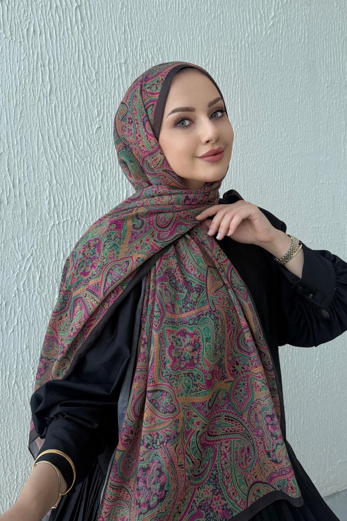 Yeşil Harmoni Modal İpek Şal  