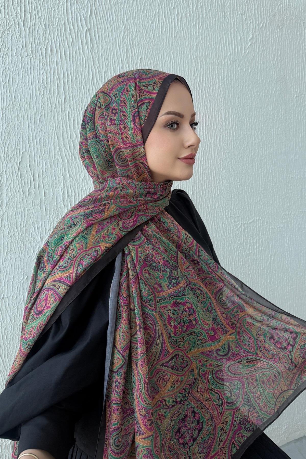 Yeşil Harmoni Modal İpek Şal  