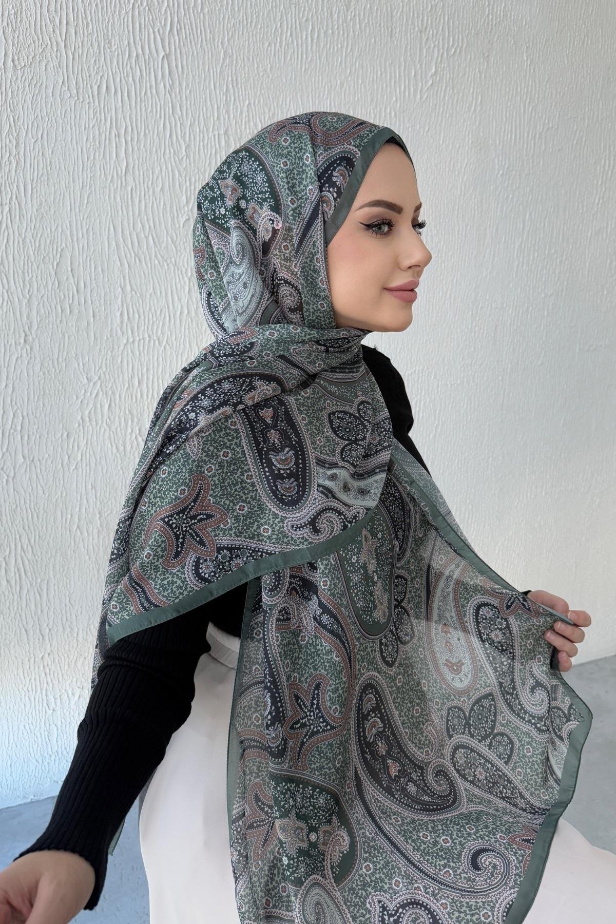 Yeşil Hercai Otantik Hint İpeği Şal