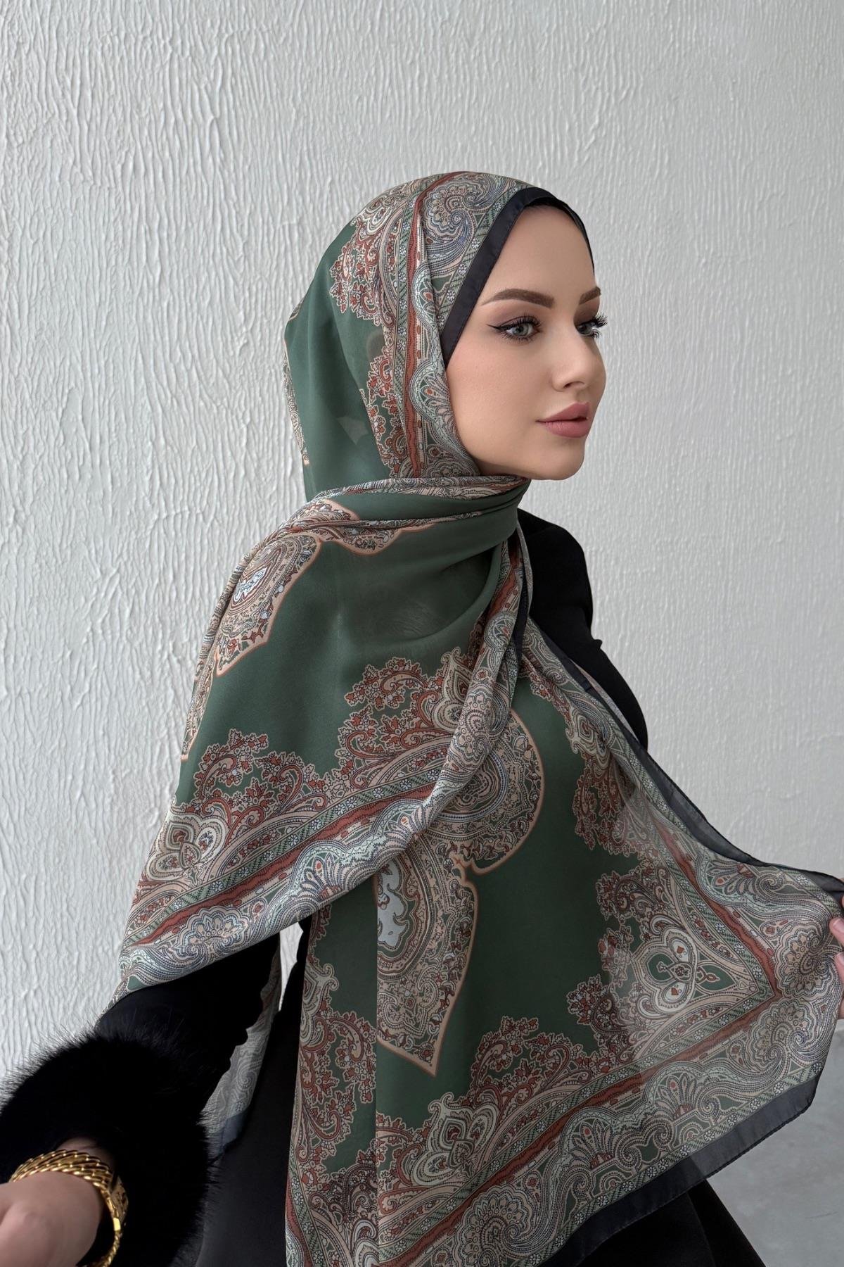 Yeşil Hüma Otantik Hint İpeği Şal