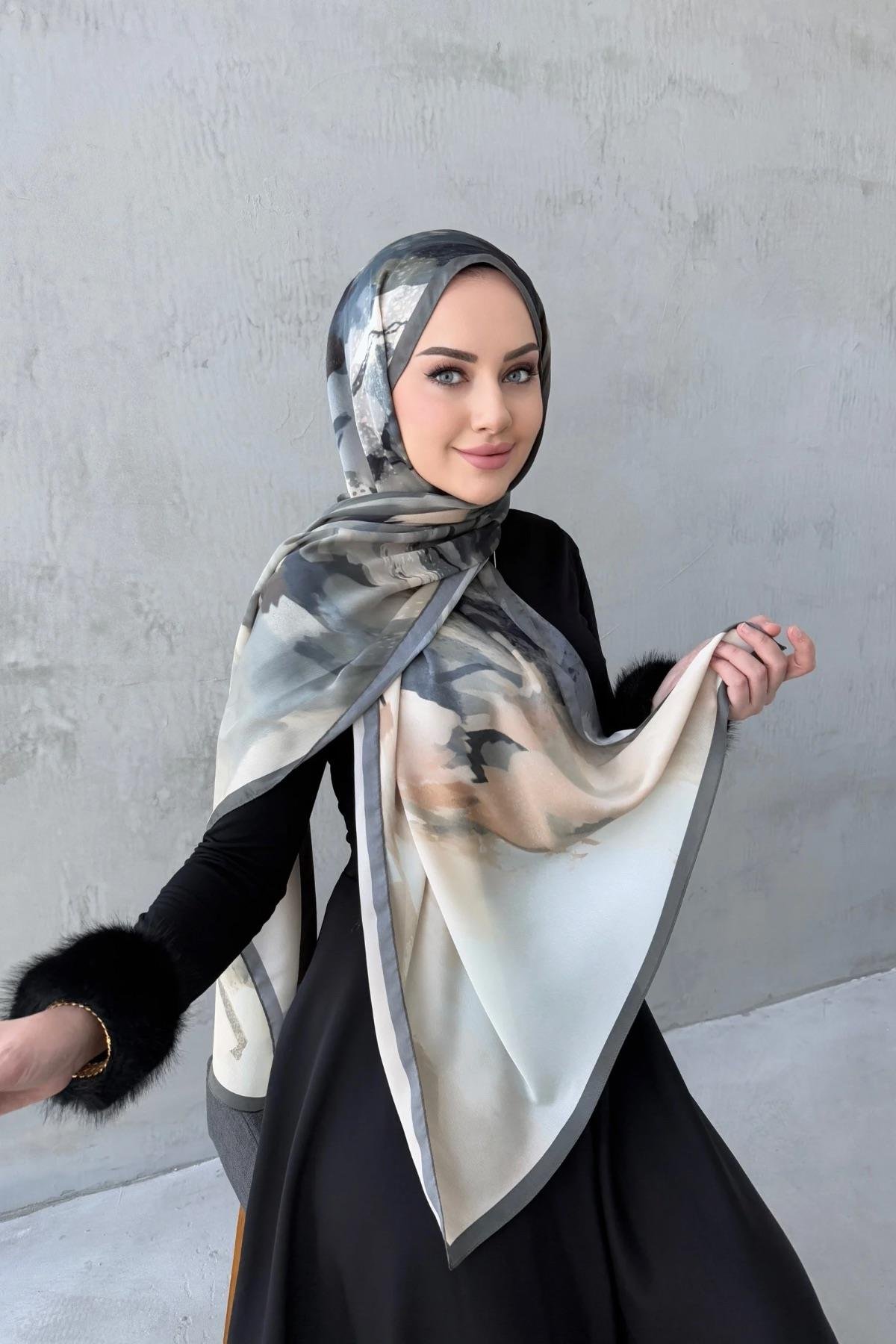 Yeşil Katre Kumlu İpek Şal 