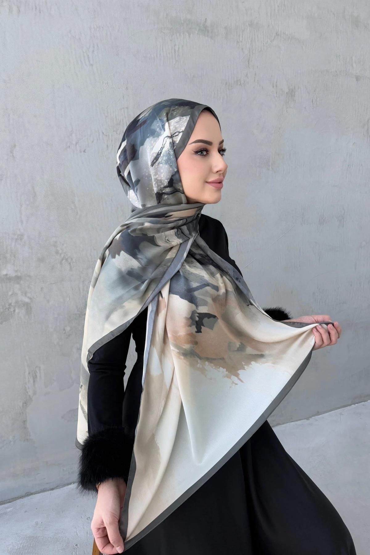 Yeşil Katre Kumlu İpek Şal 