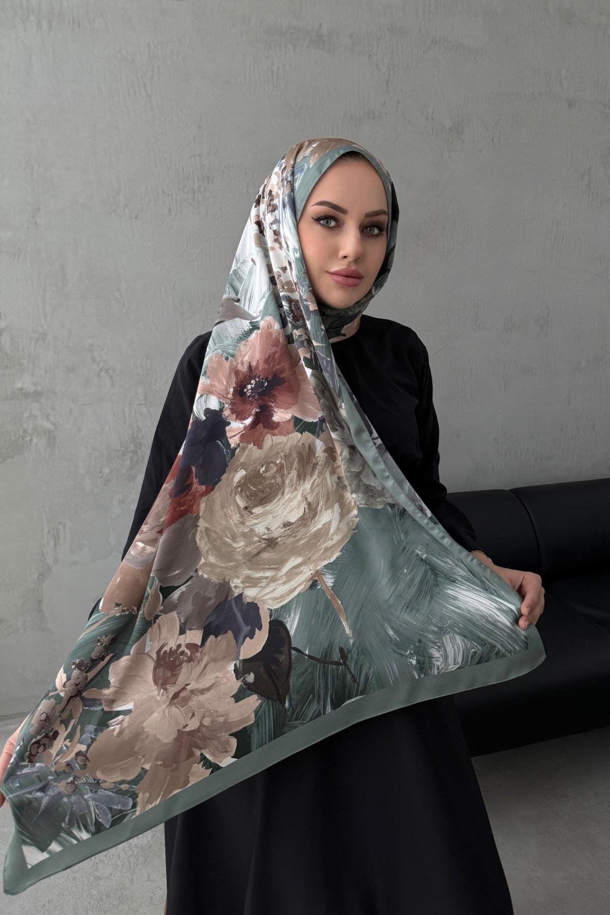 Yeşil Lara Kumlu İpek Şal 