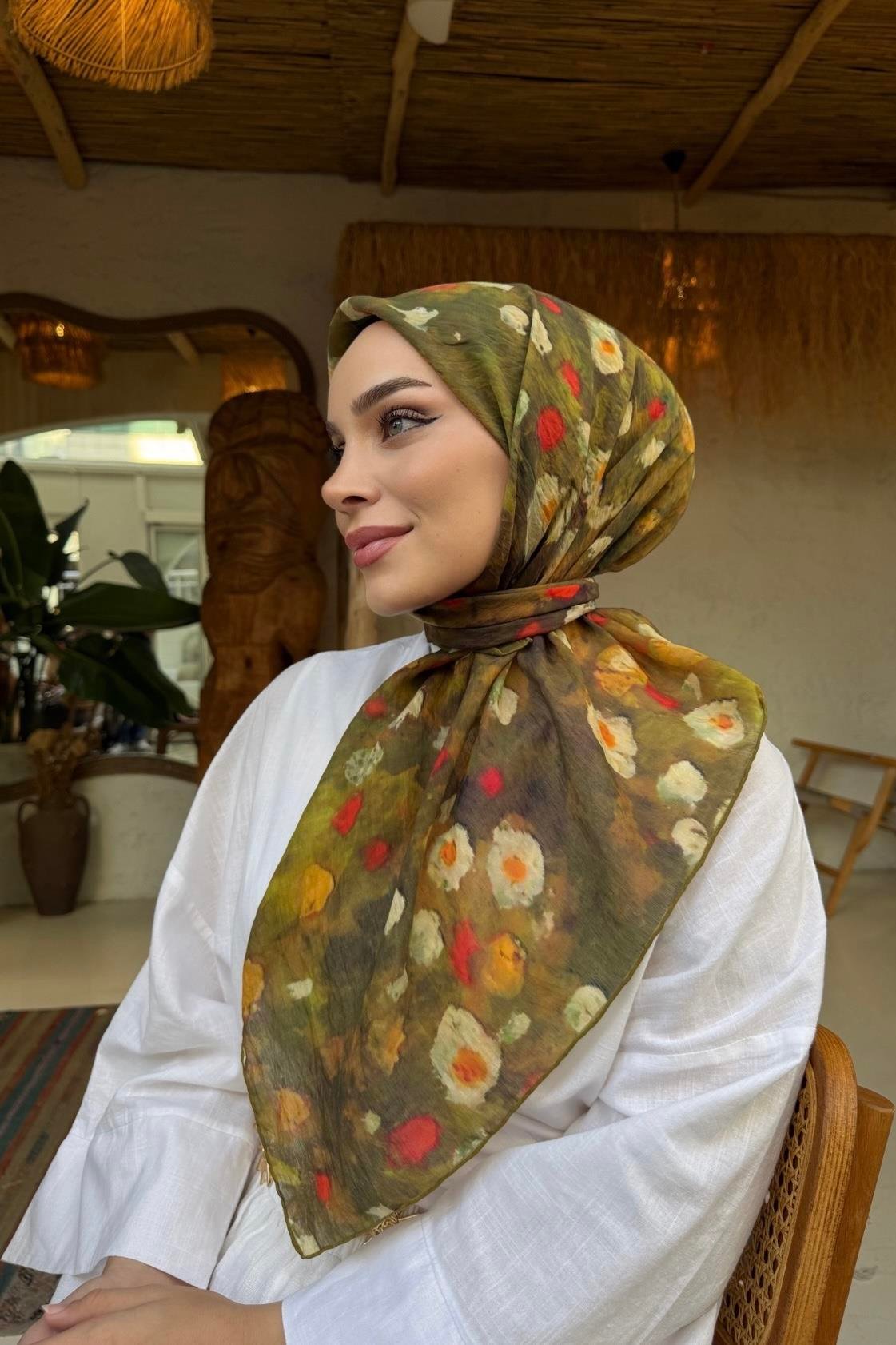 Yeşil Merlin Tencel Eşarp