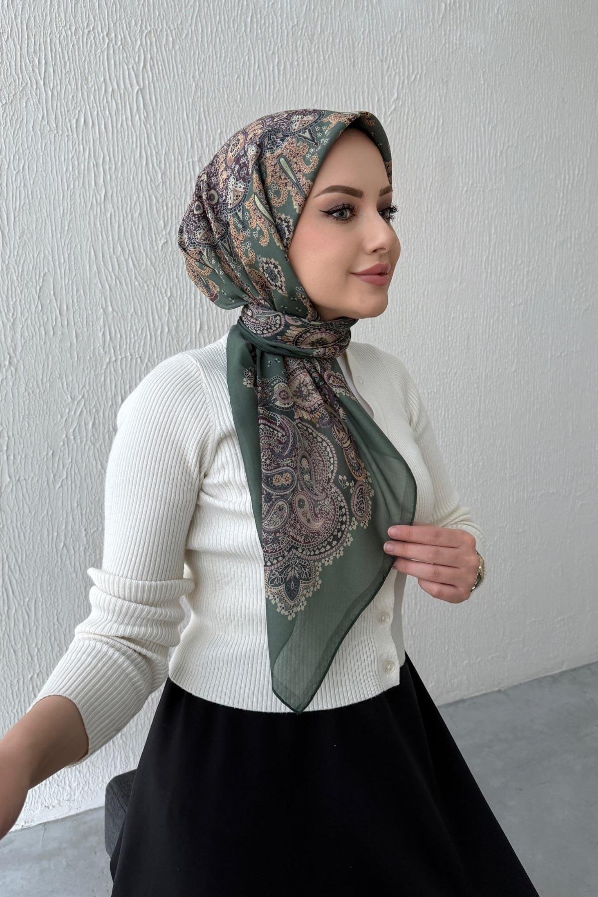 Yeşil Mira Bohem Modal İpek Eşarp