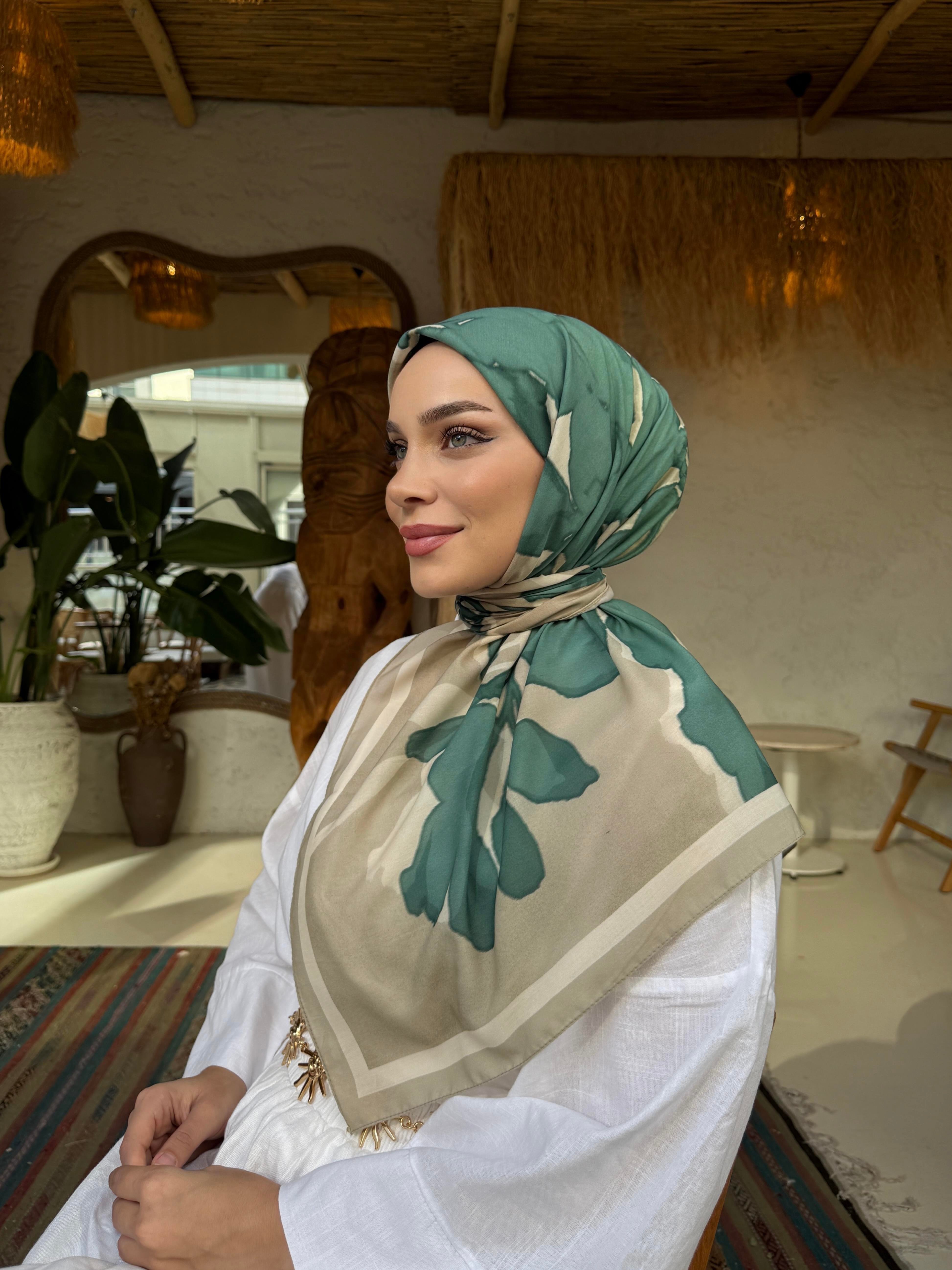 Yeşil Rahven Modal İpek Eşarp