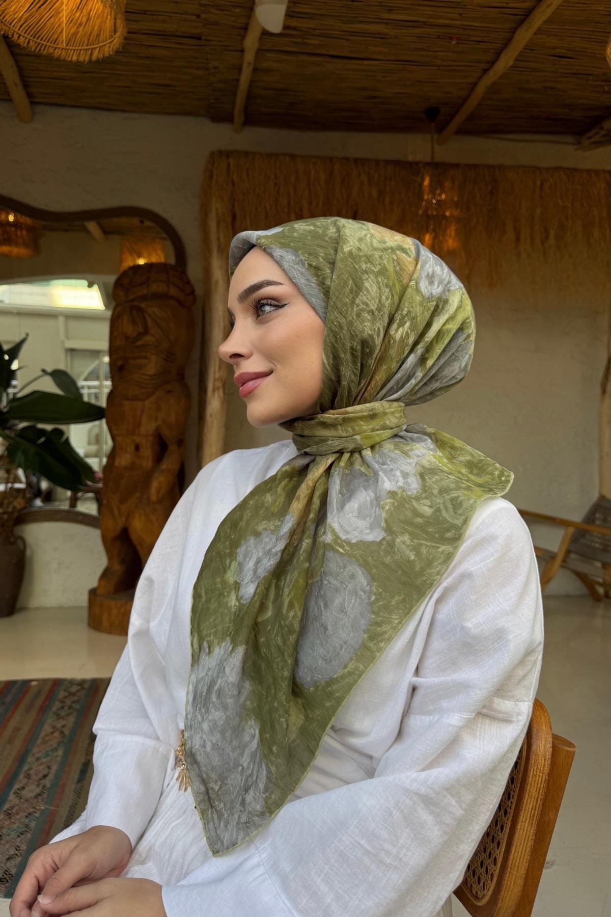 Yeşil Tencel Eşarp