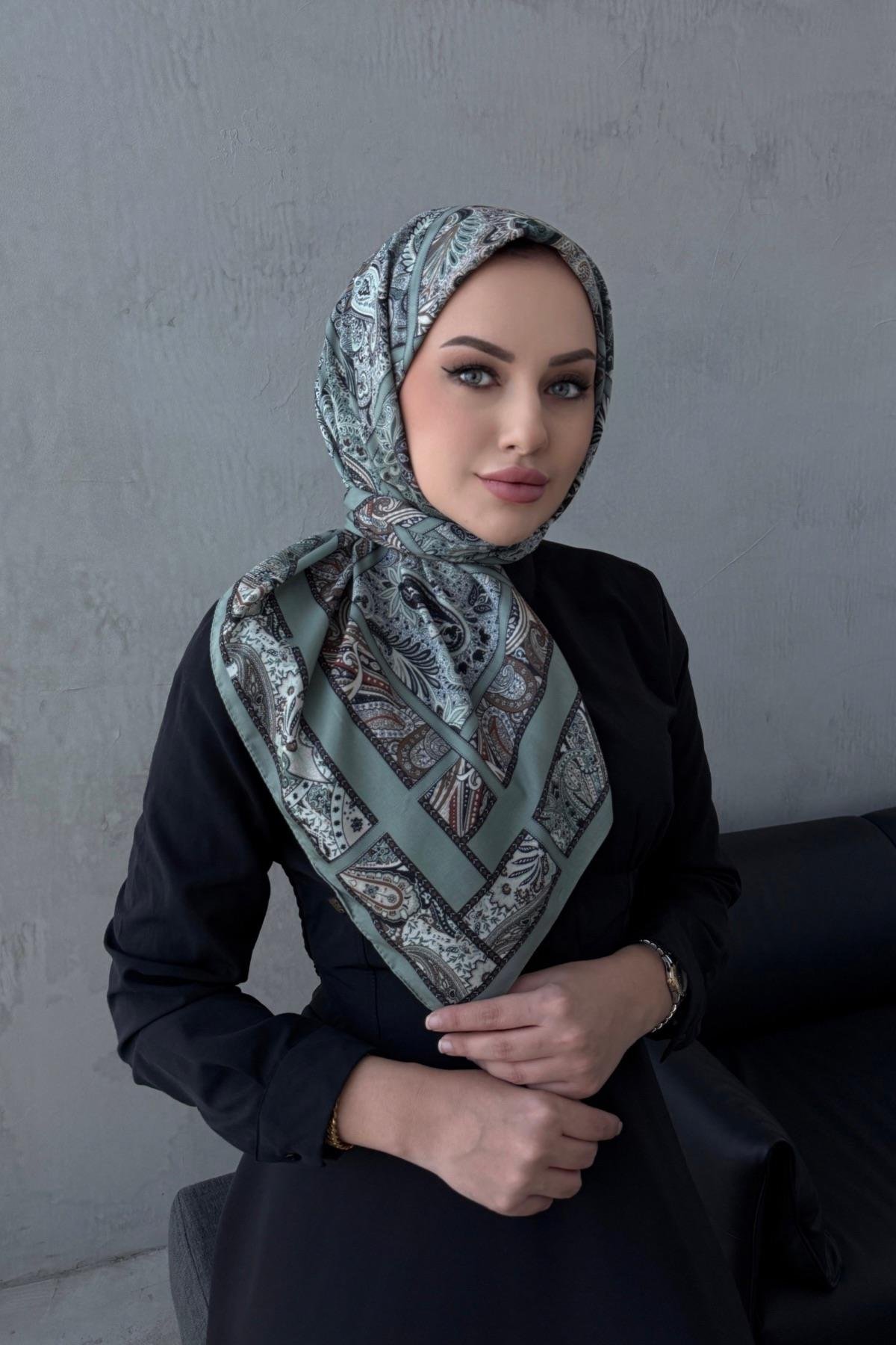 Yeşil Vizon Aydilge Bohem Modal İpek Eşarp