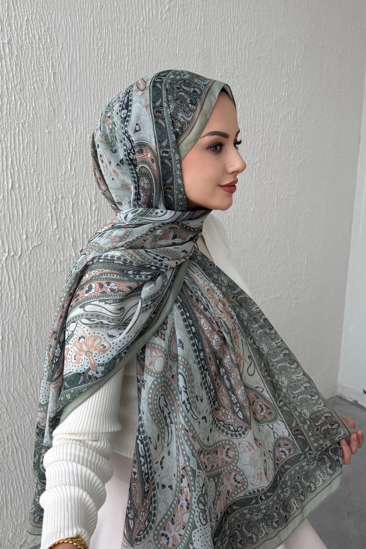 Yeşil & Yeşil Bohem Modal İpek Şal  