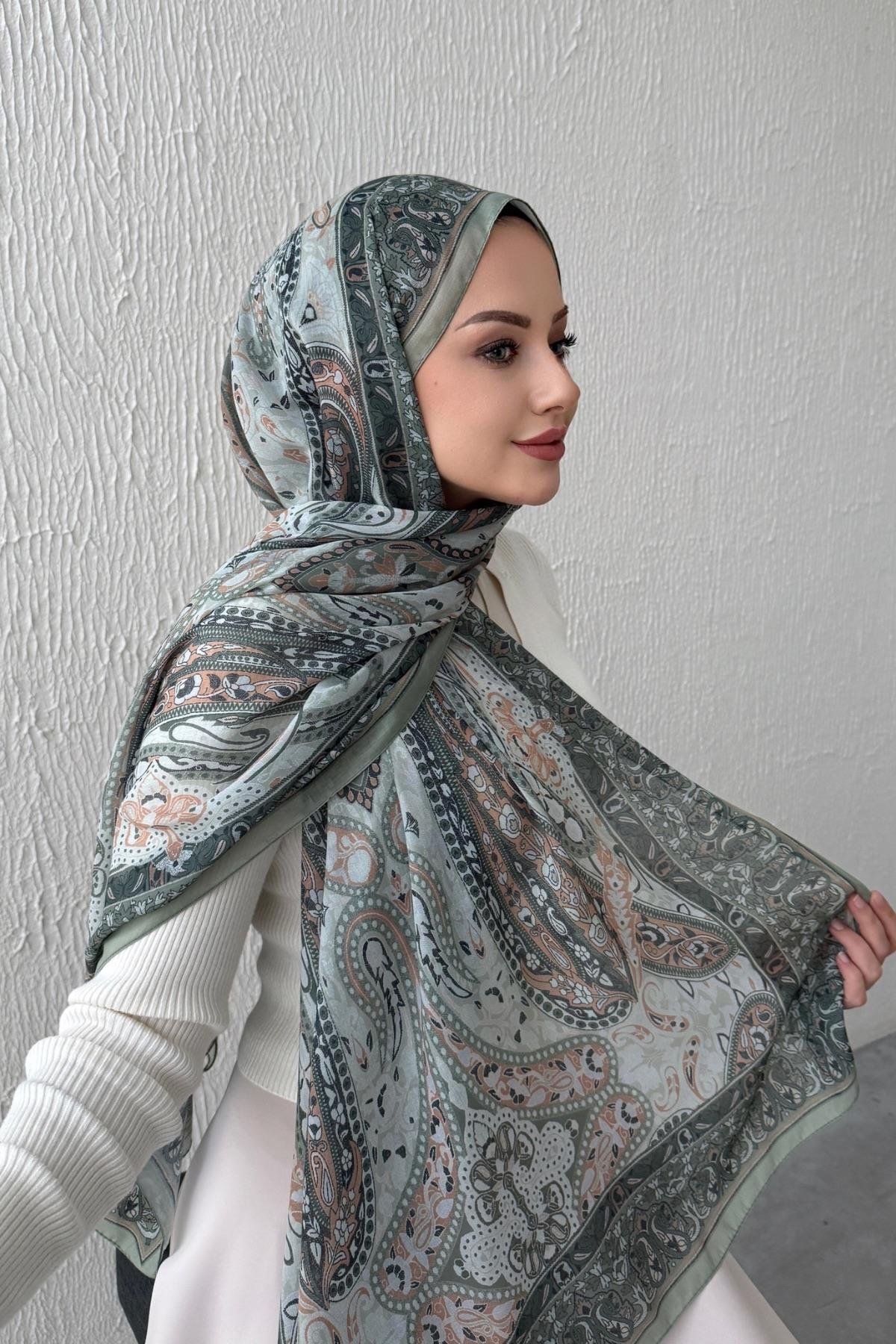 Yeşil & Yeşil Bohem Modal İpek Şal  