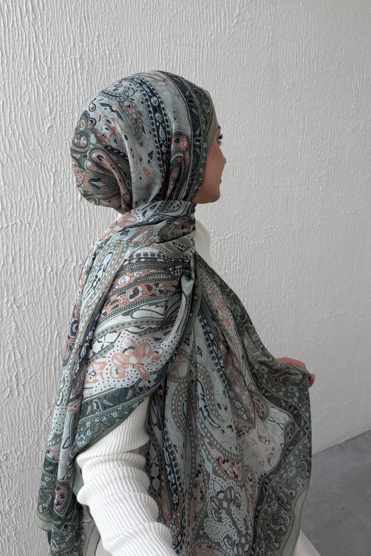 Yeşil & Yeşil Bohem Modal İpek Şal  