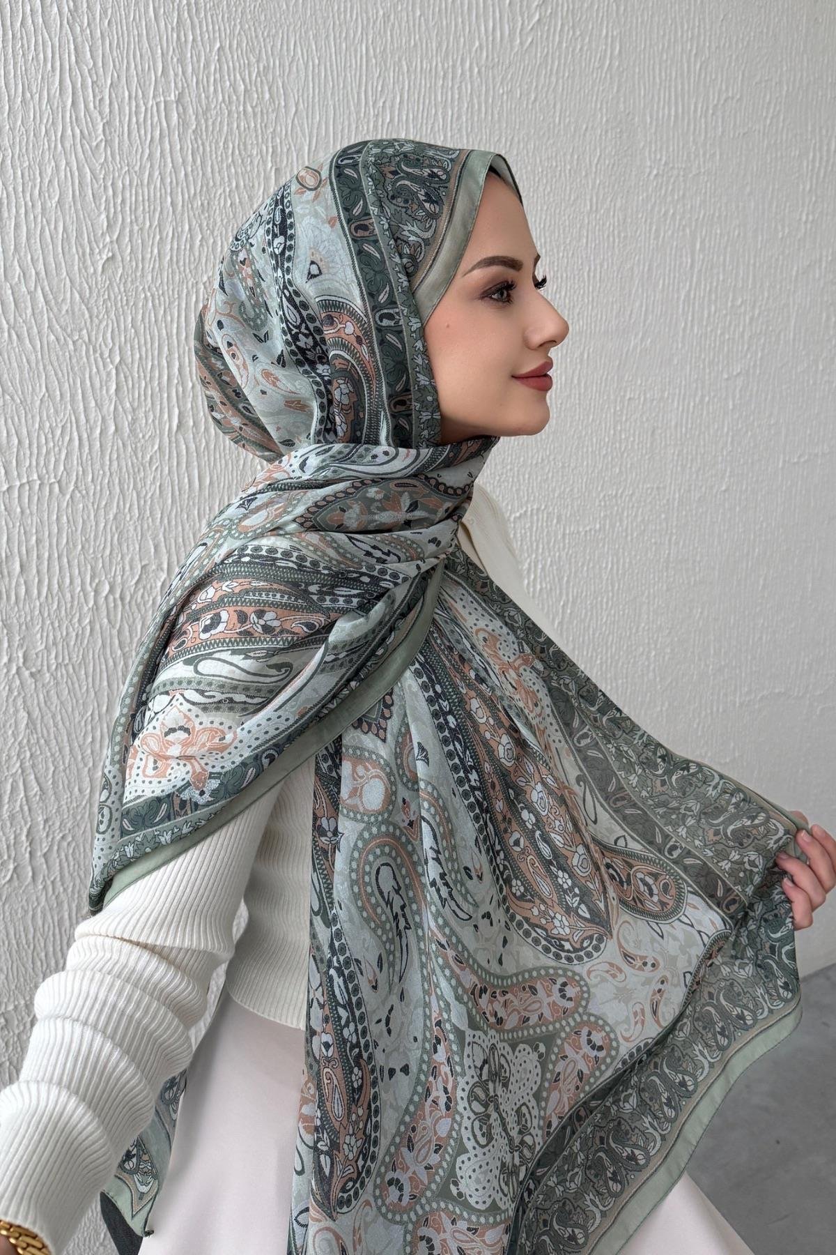 Yeşil & Yeşil Bohem Modal İpek Şal  