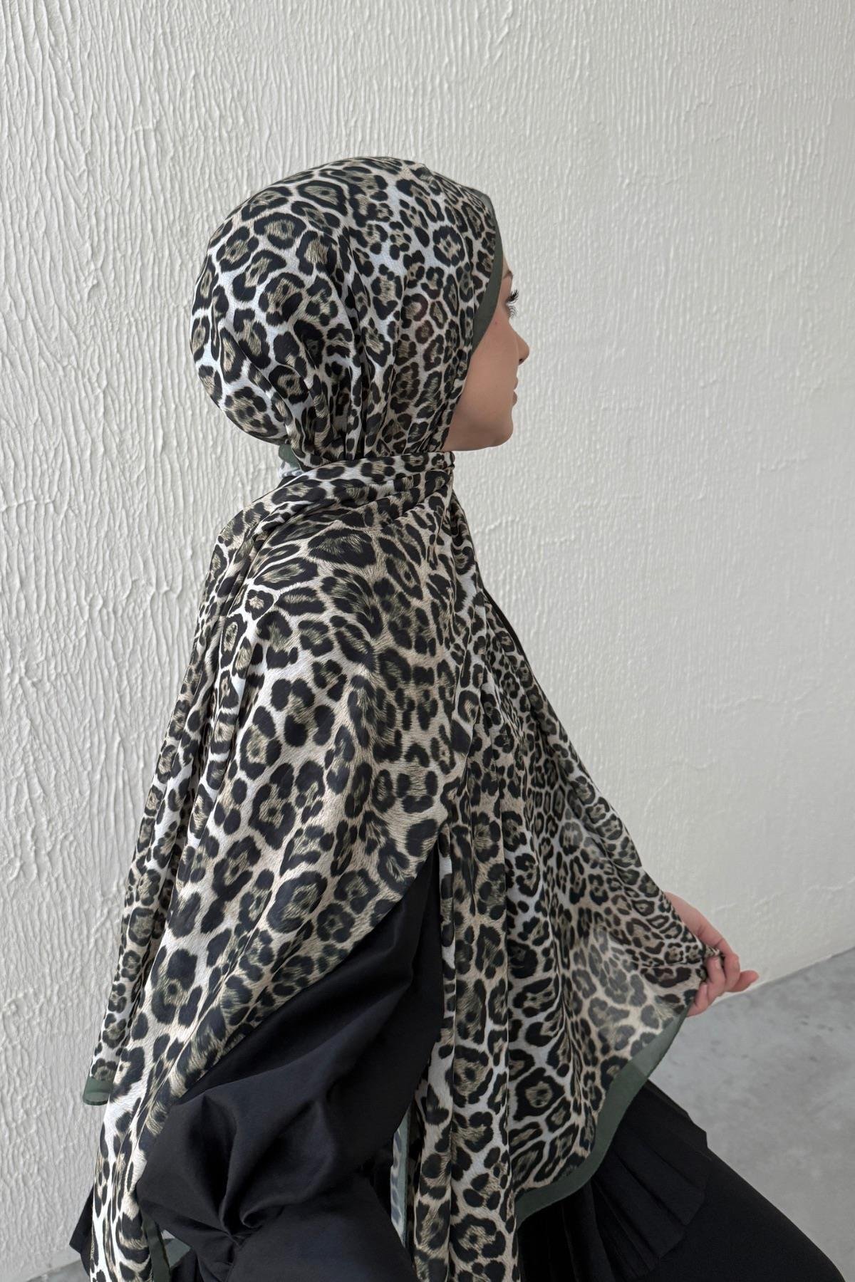 Yeşil & Yeşil Leopar Modal Şal
