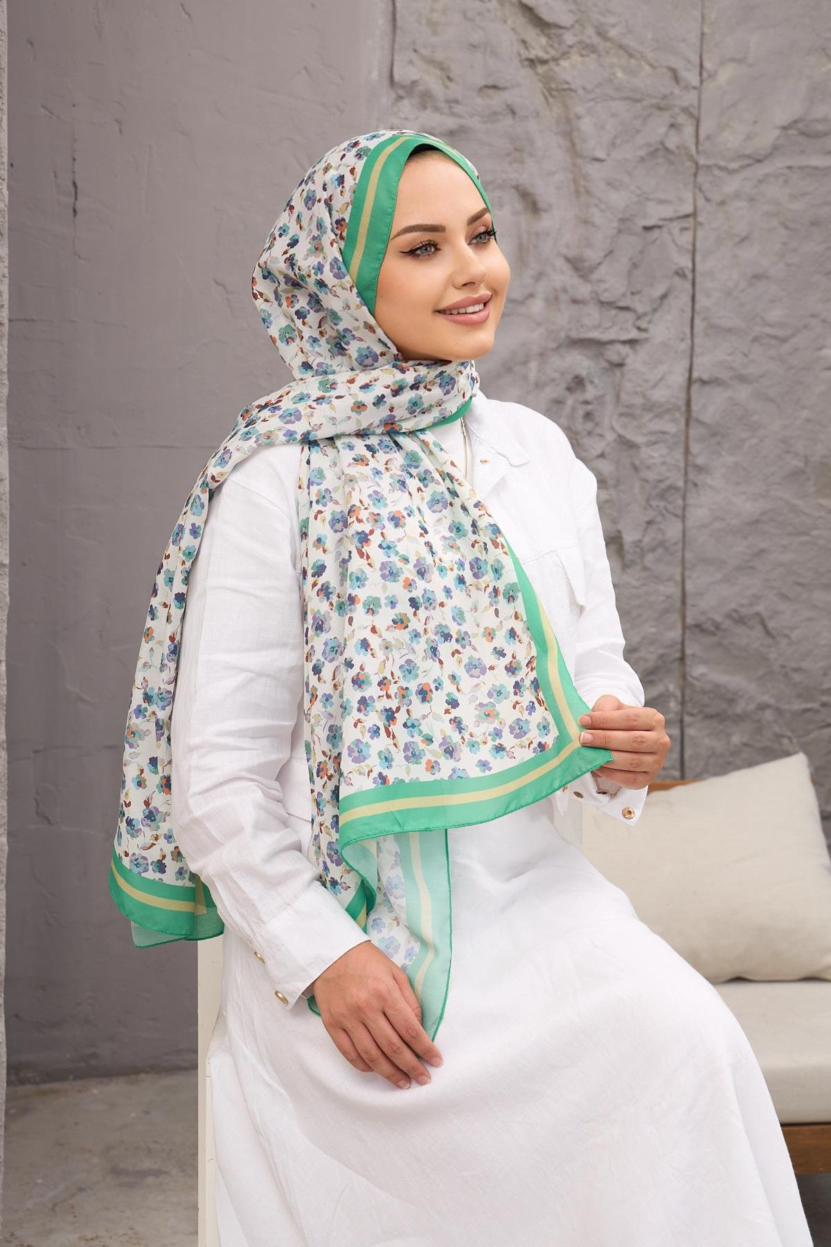 Yeşil Yonca Dijital Soft Şal