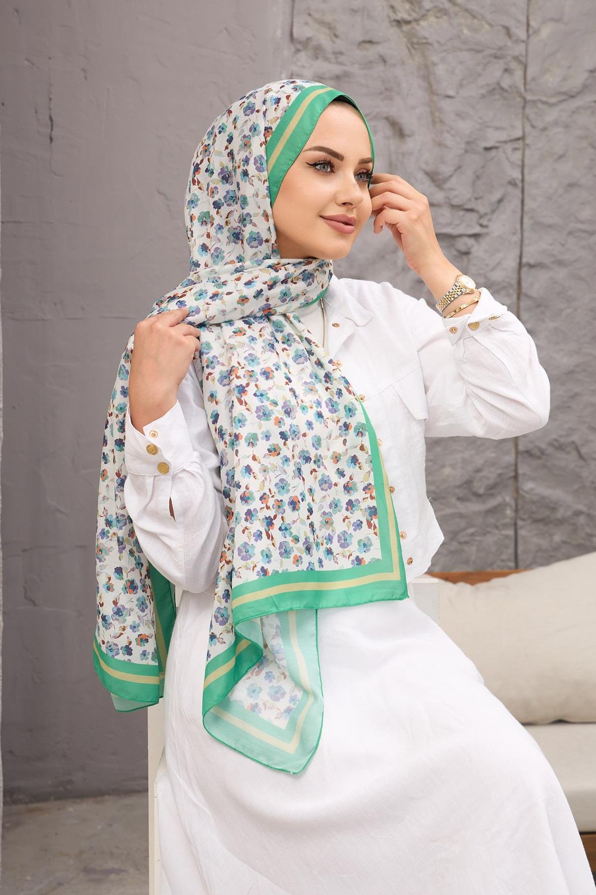 Yeşil Yonca Dijital Soft Şal