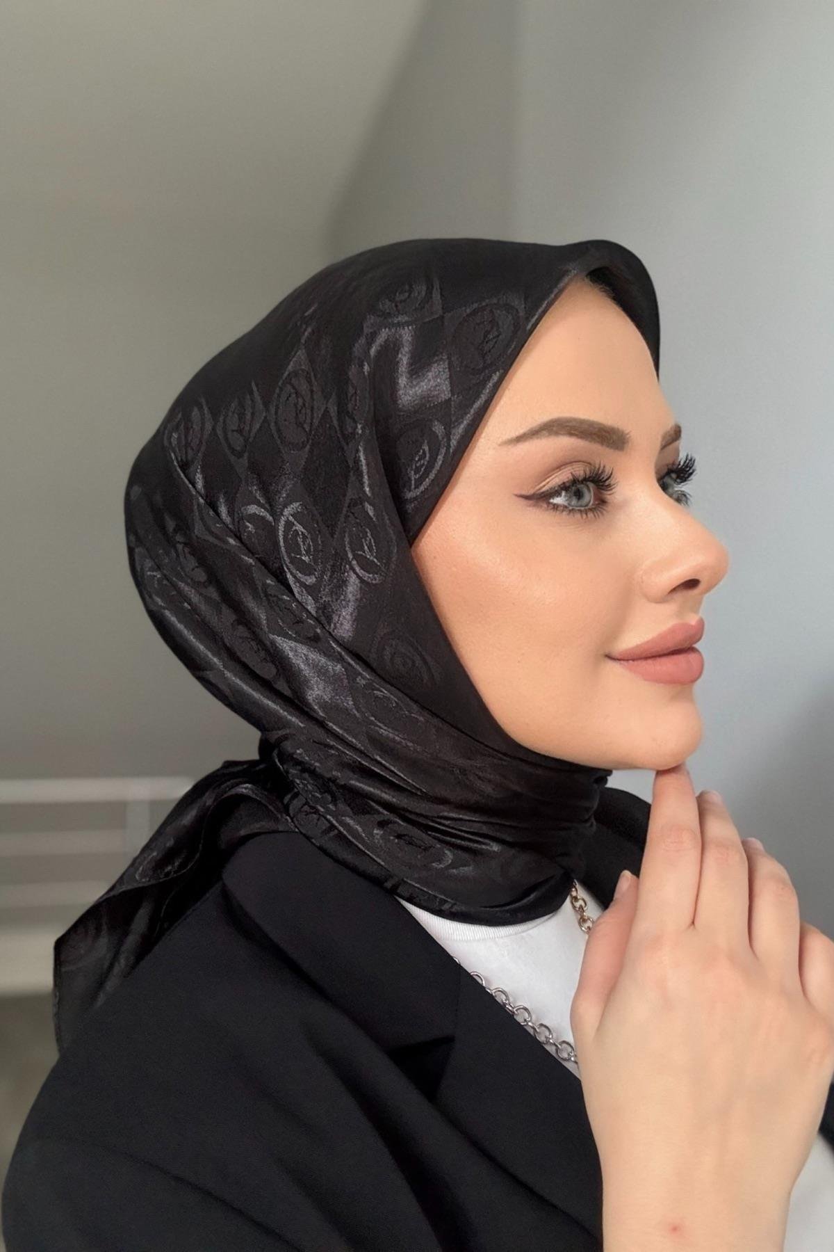 Ysl Desen Jakar Eşarp Siyah