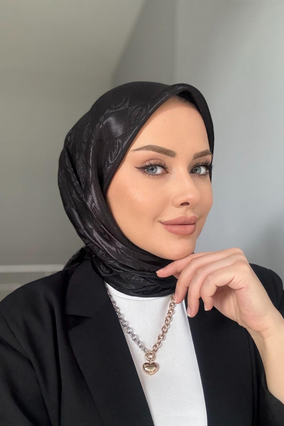 Ysl Desen Jakar Eşarp Siyah