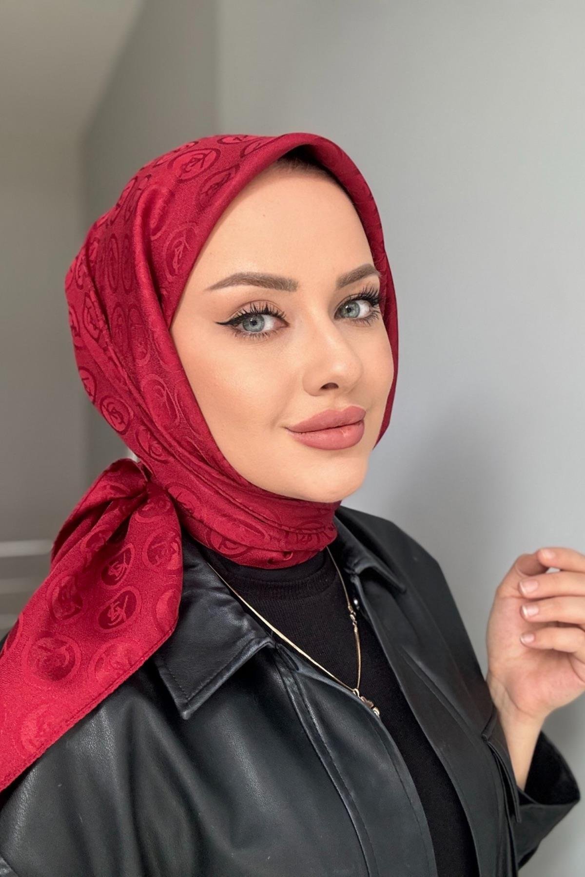 Ysl İpeksi Jakar Eşarp Bordo