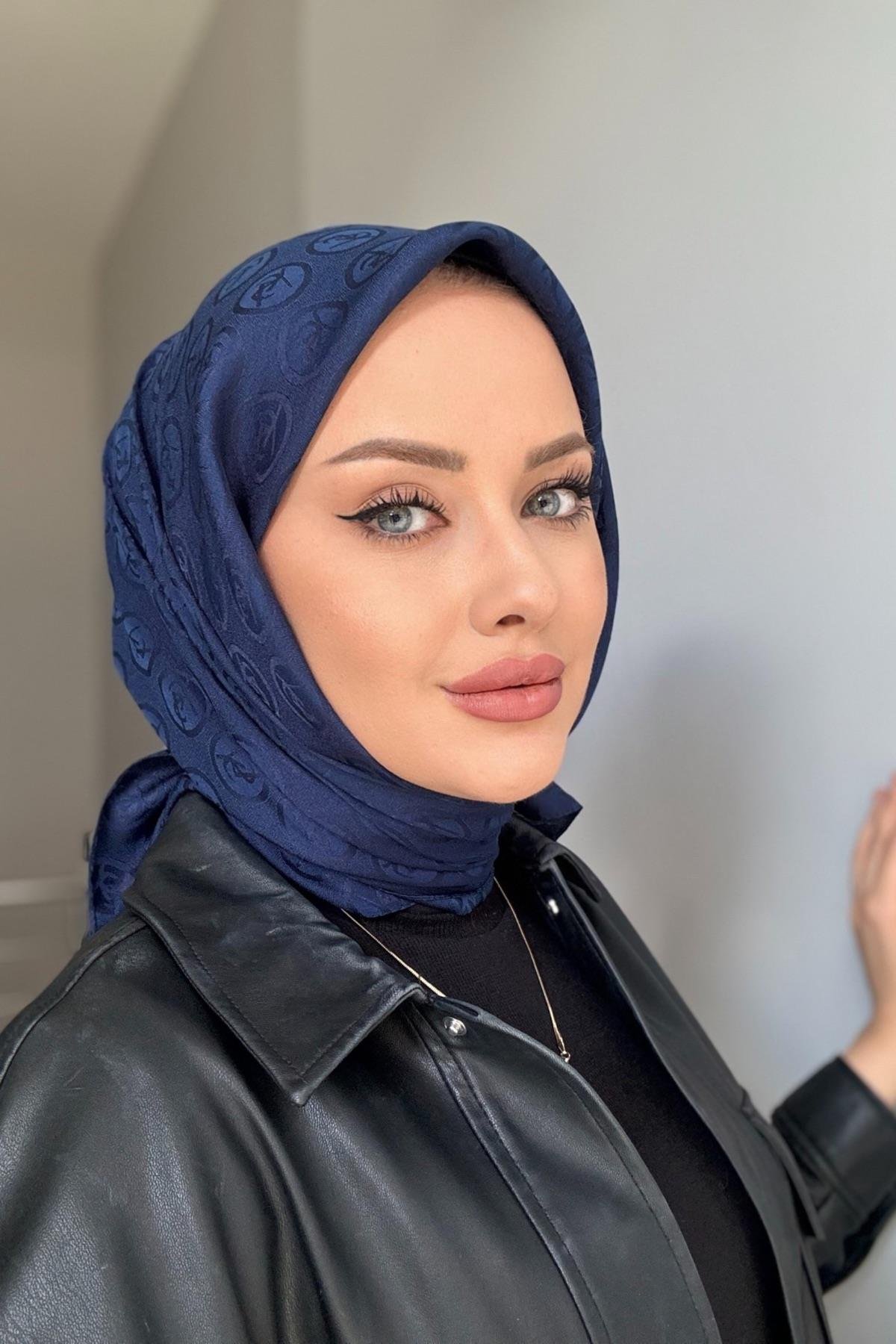 Ysl İpeksi Jakar Eşarp Lacivert