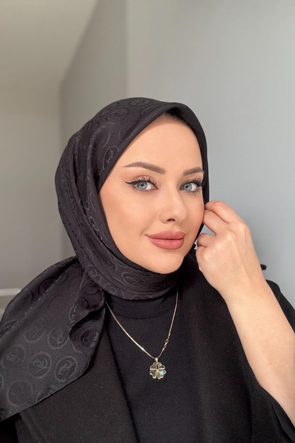 Ysl İpeksi Jakar Eşarp Siyah