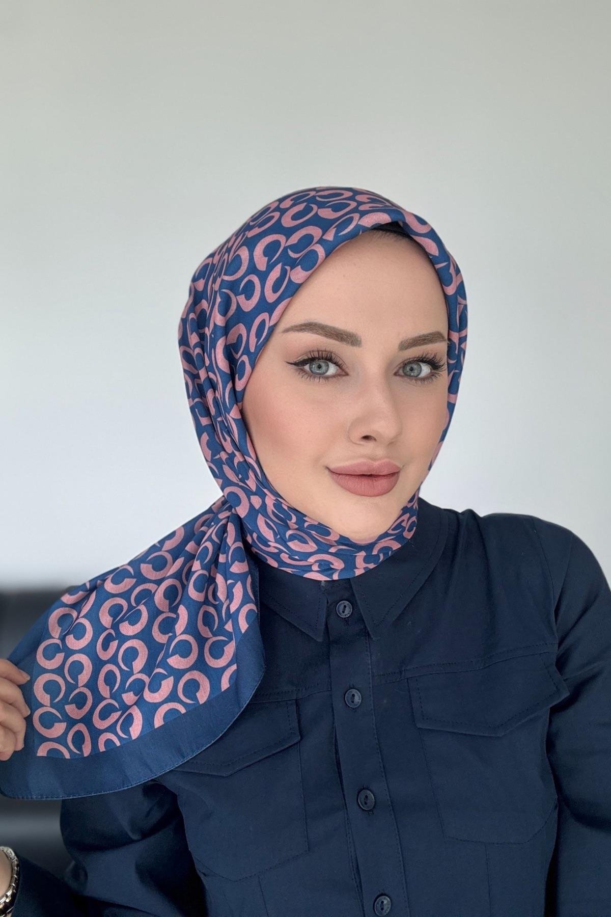 Zarif Desen Dijital Soft Eşarp Gül Kurusu