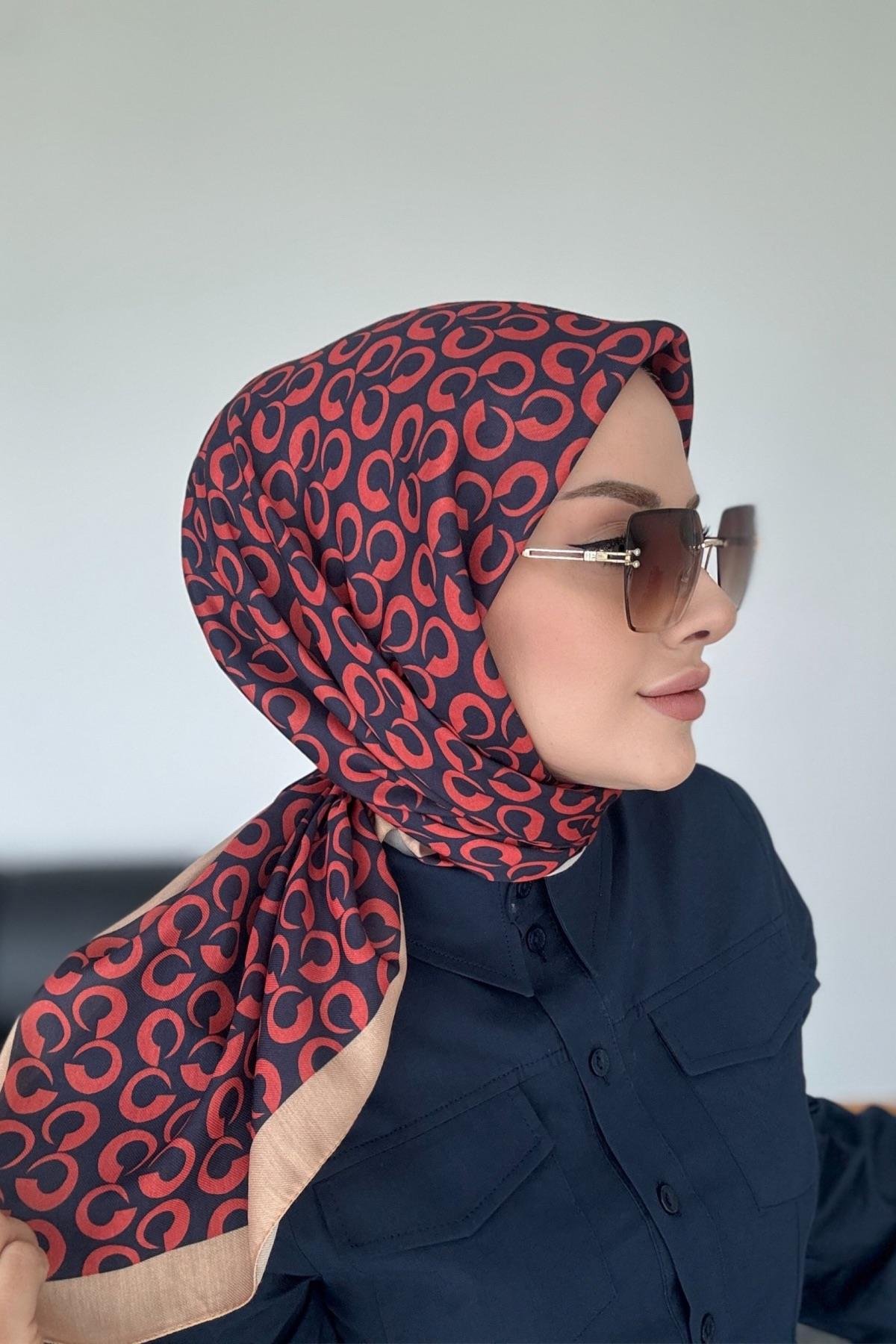 Zarif Desen Dijital Soft Eşarp Kırmızı