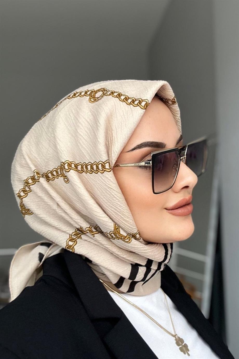 Zincir desen naturel esarp bej