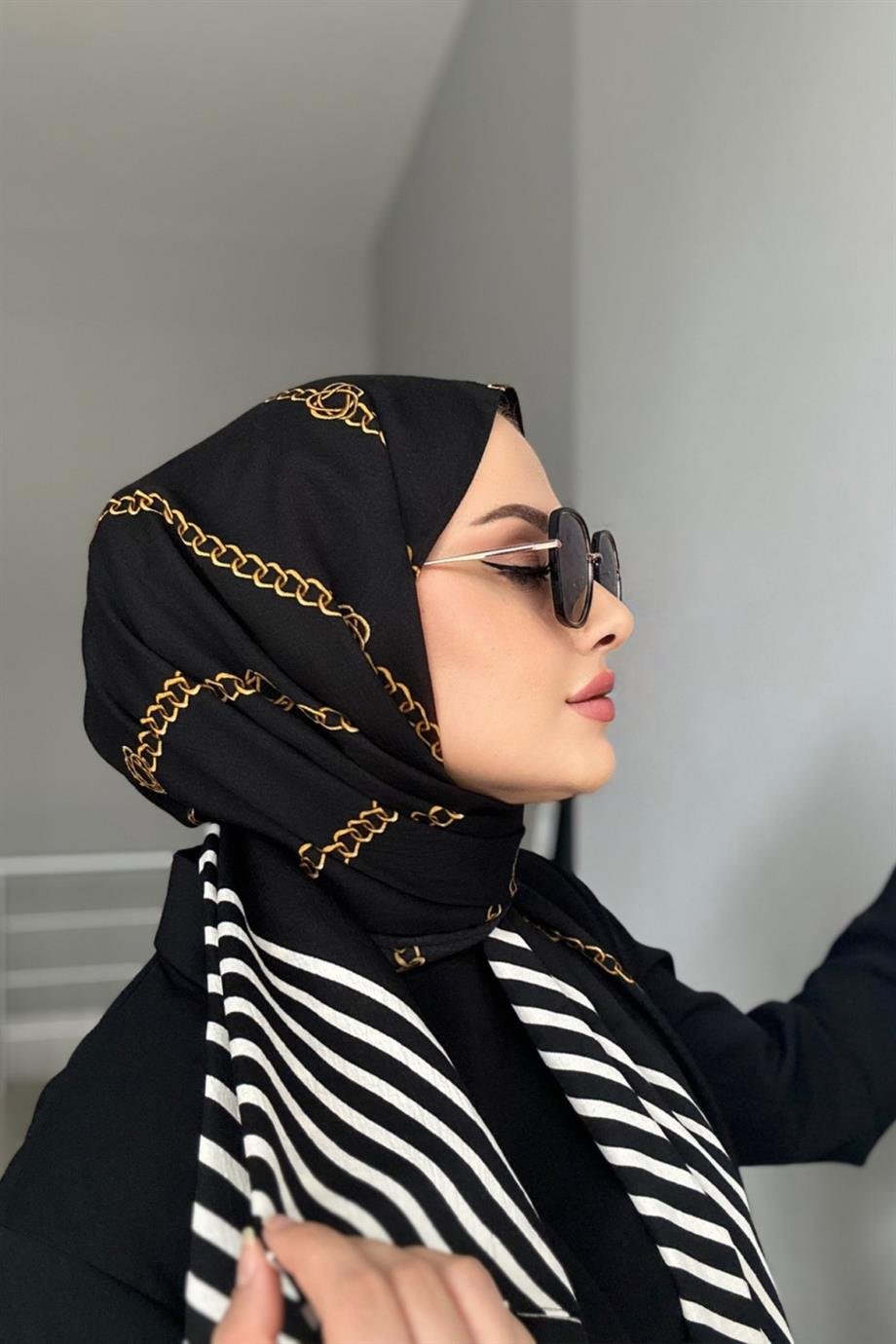 Zincir desen naturel sal siyah