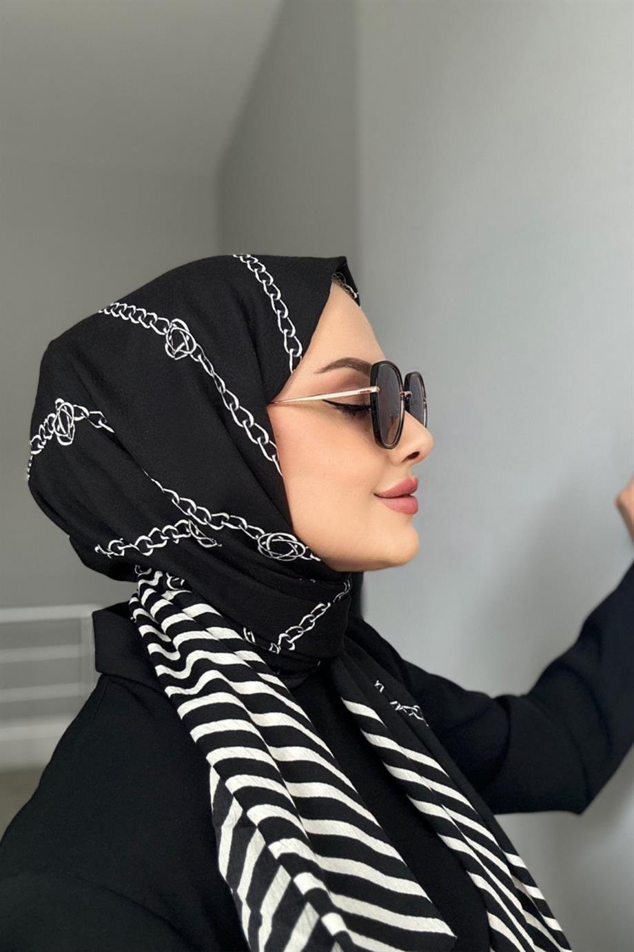 Zincir desen naturel sal siyah ( beyaz zincir)