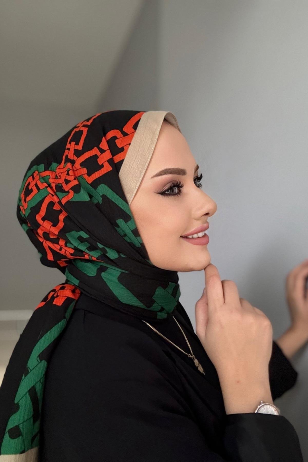 Zincir desen naturel sal siyah turuncu