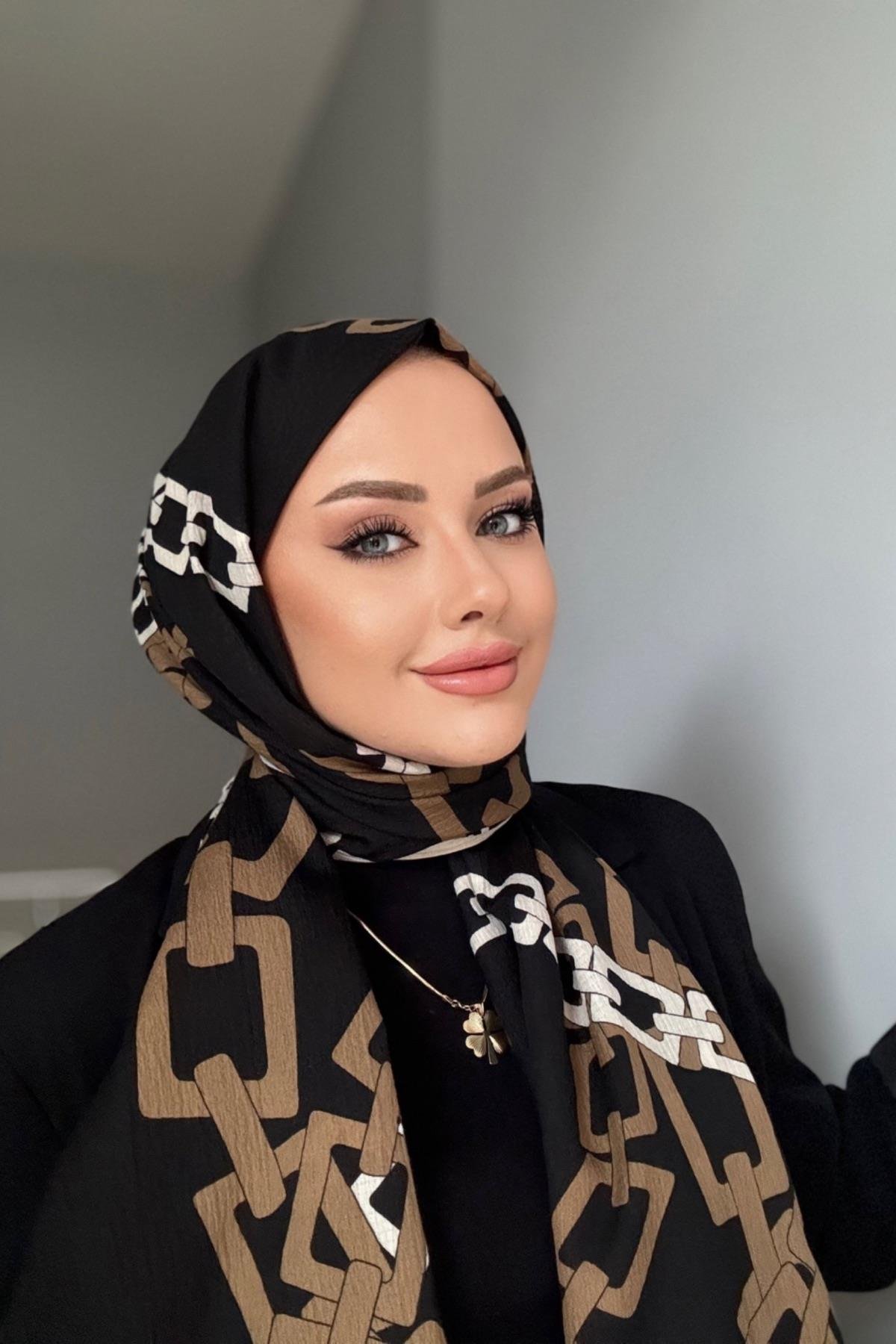 Zincir desen naturel sal siyah vizon