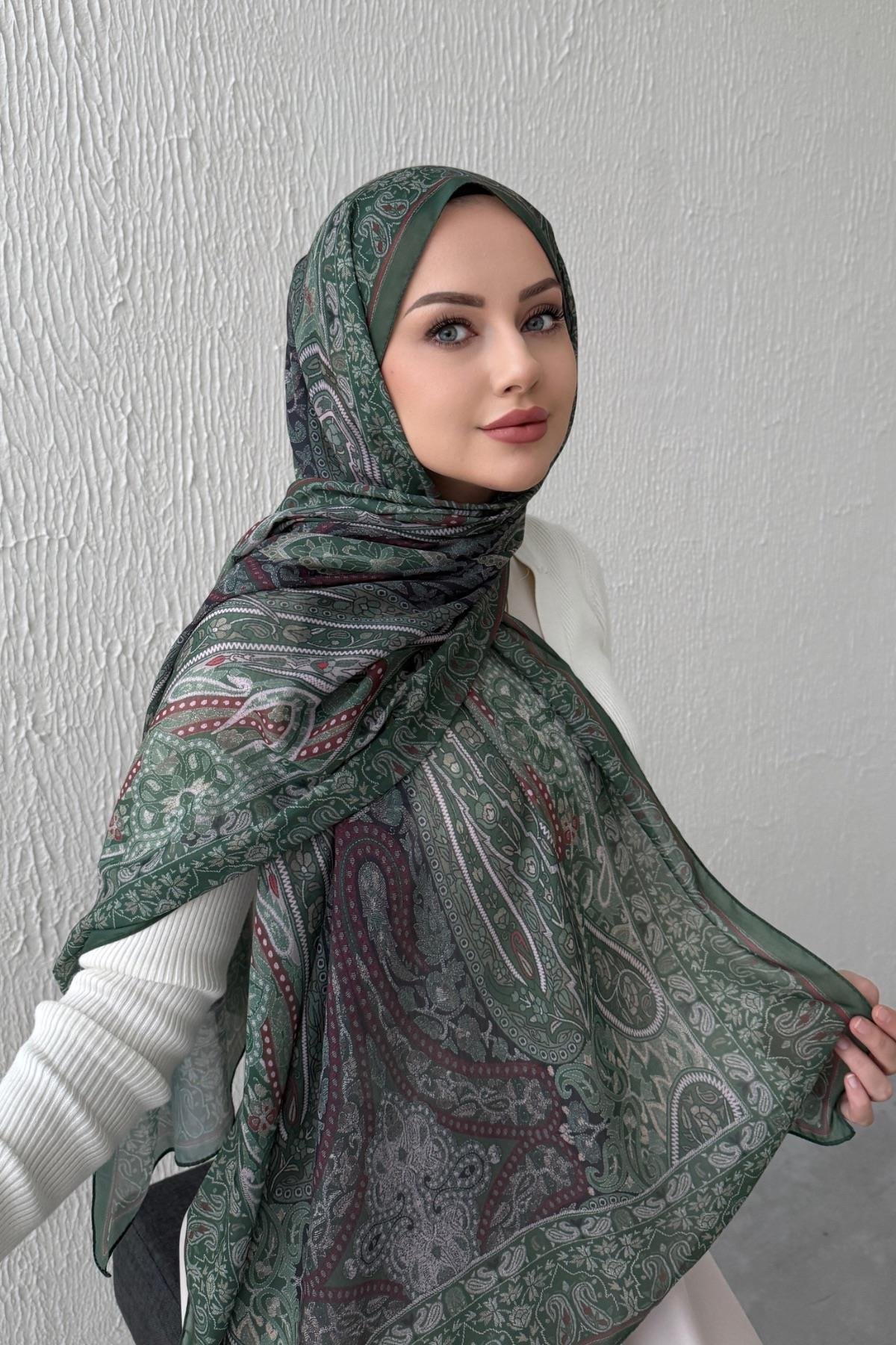 Zümrüt Bohem Modal İpek Şal  