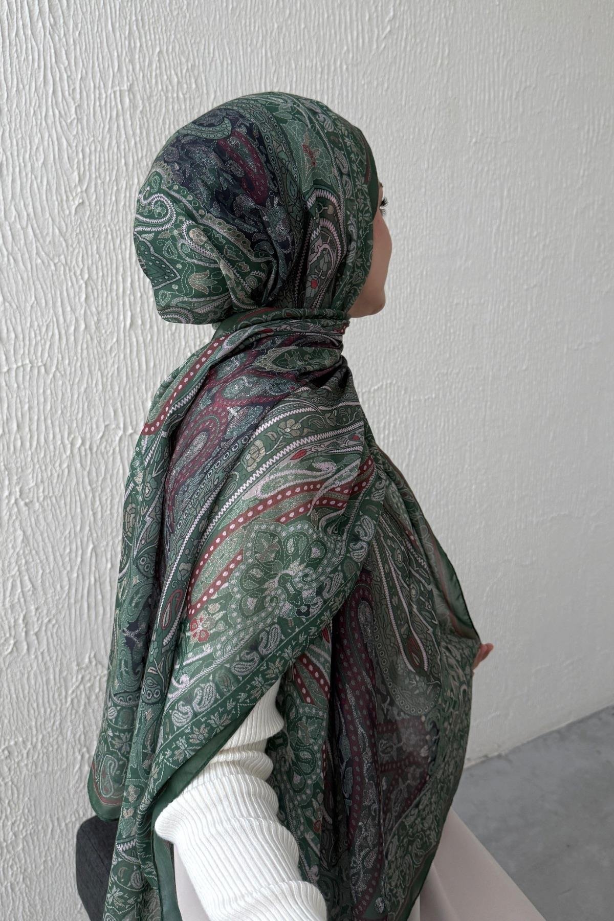 Zümrüt Bohem Modal İpek Şal  