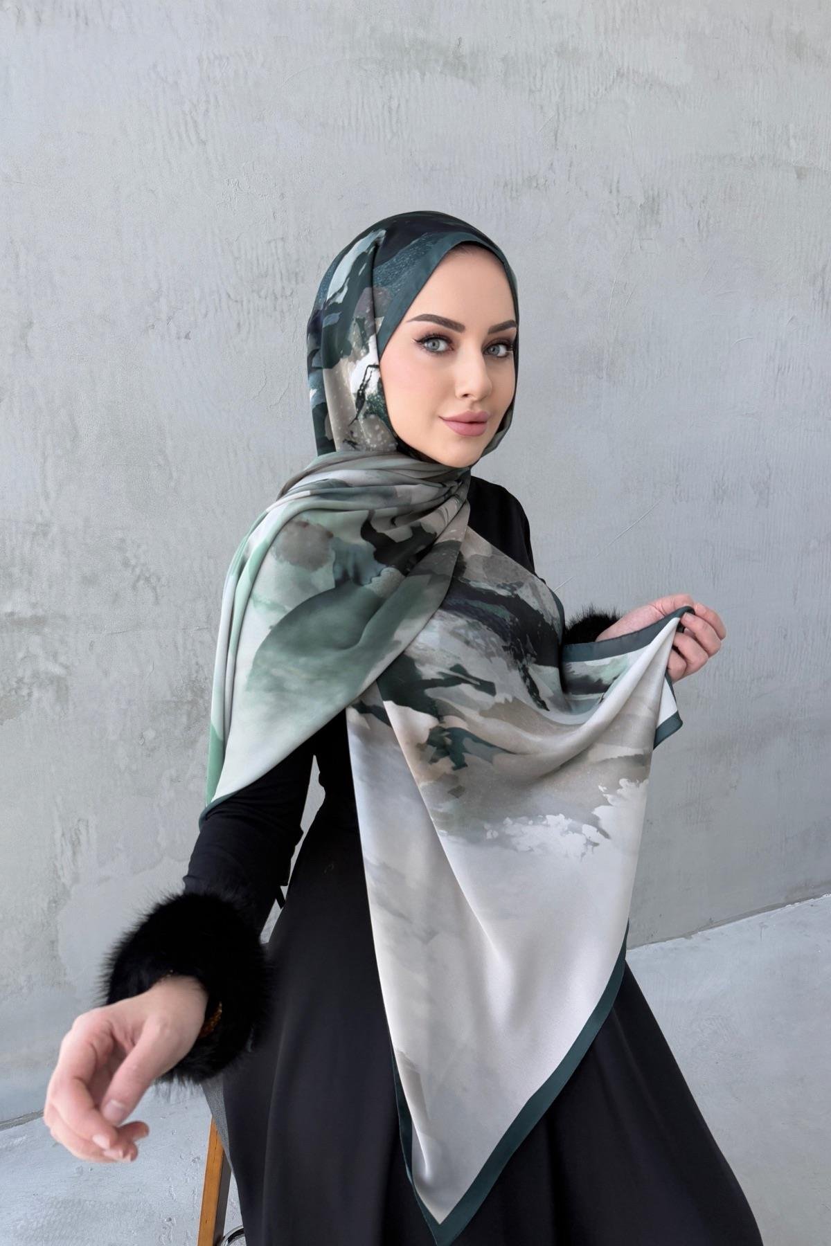 Zümrüt Katre Kumlu İpek Şal 